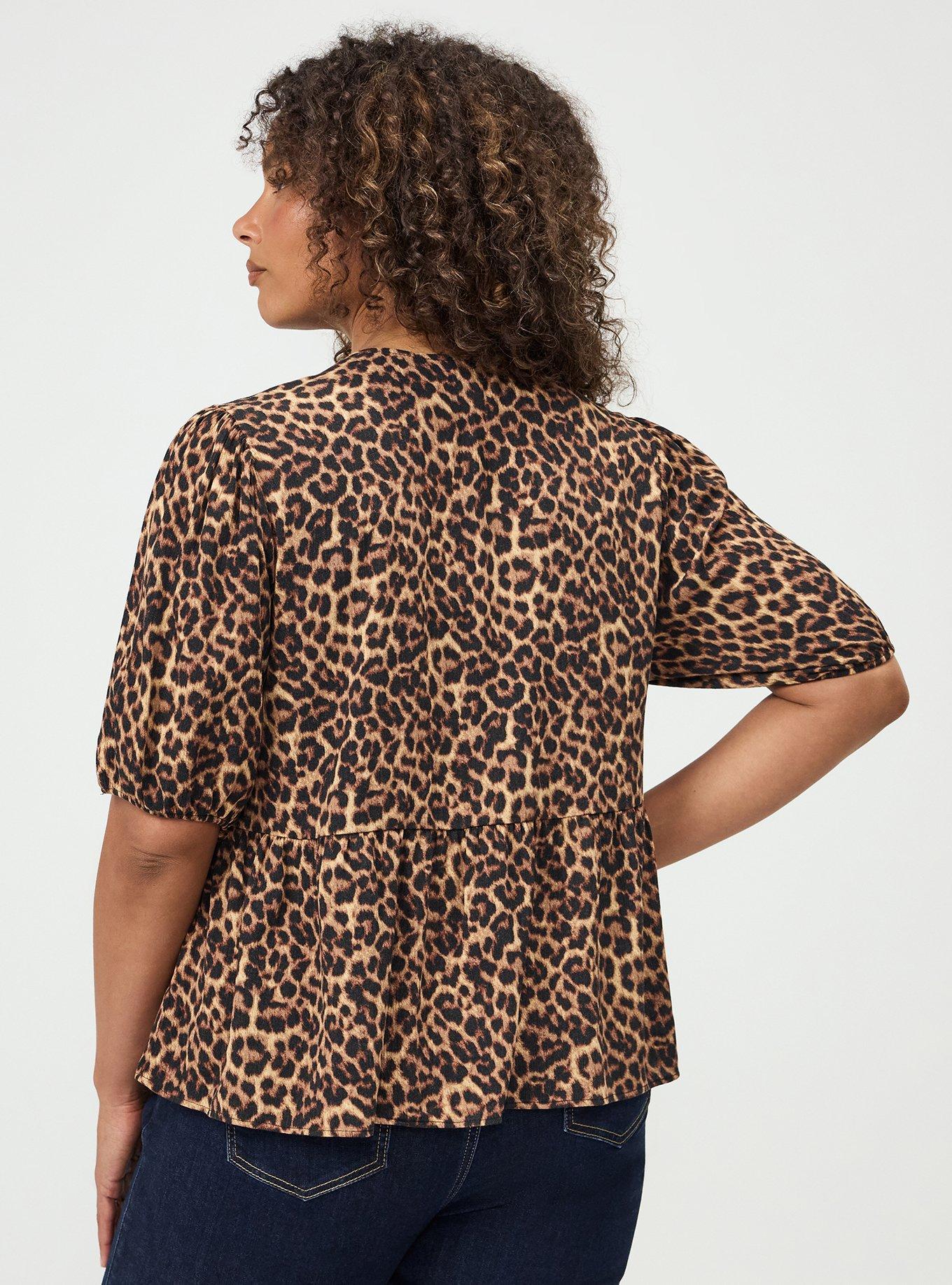 Tie Front Gauze Top, ON THE PROWL LEOPARD MULTI, alternate