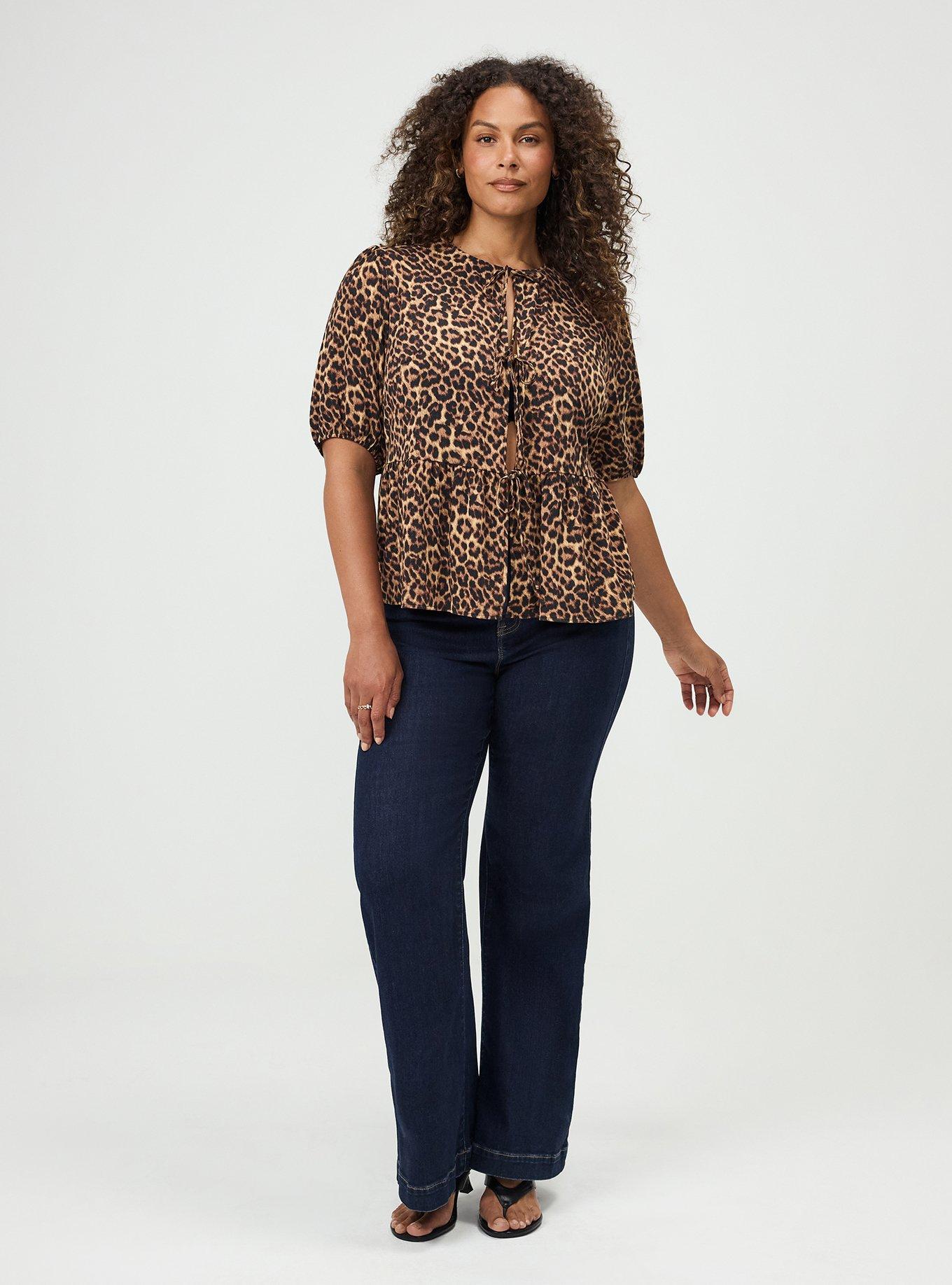 Tie Front Gauze Top, ON THE PROWL LEOPARD MULTI, alternate