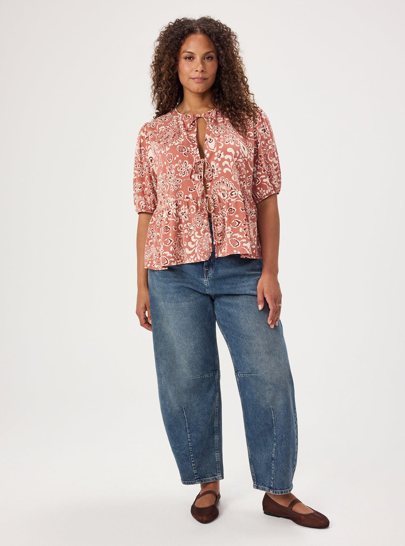 Tie Front Gauze Top, LANEY MEDALLION PINK, alternate