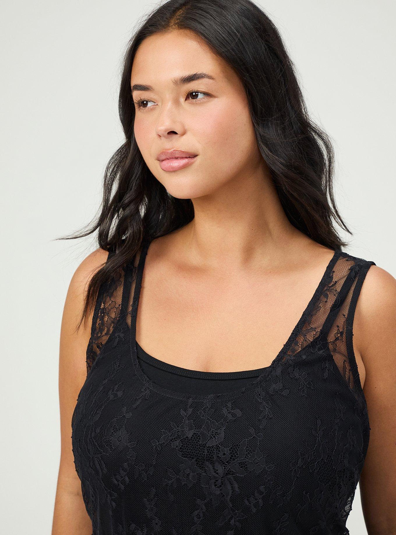 Lace Babydoll Tank, DEEP BLACK, alternate