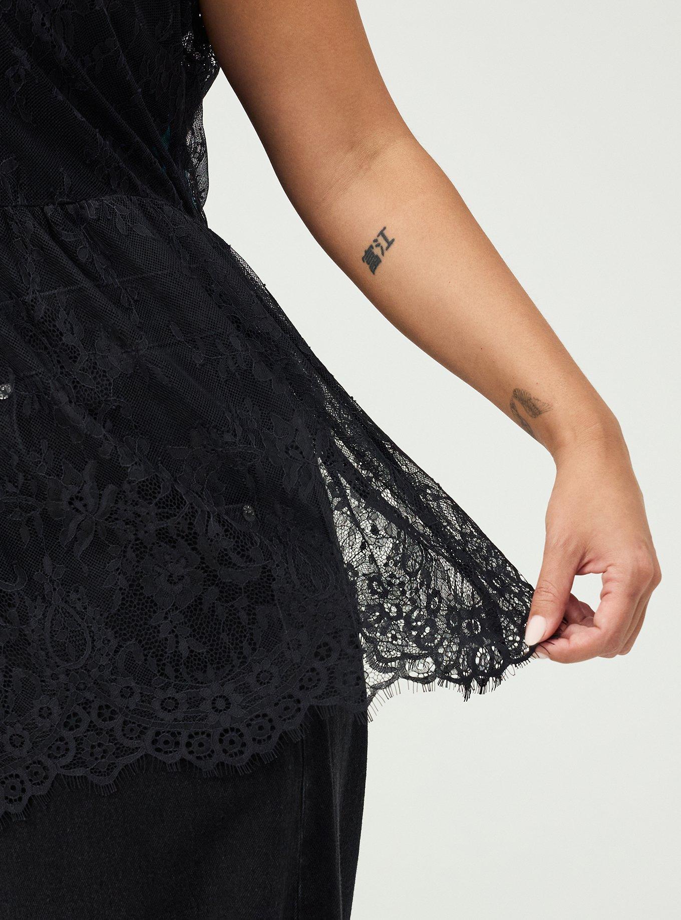 Lace Babydoll Tank, DEEP BLACK, alternate