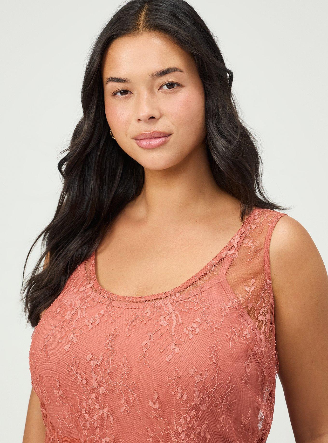 Lace Babydoll Tank, LIGHT MAHOGANY, alternate