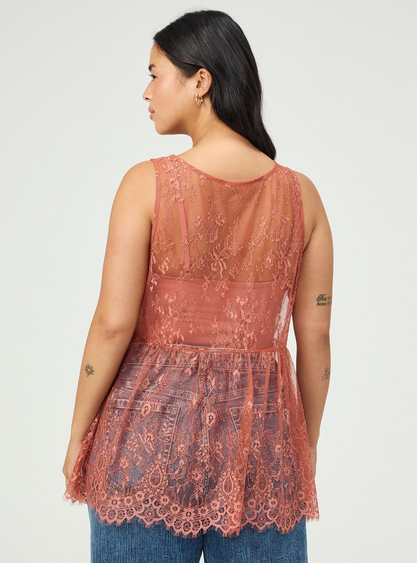 Lace Babydoll Tank, LIGHT MAHOGANY, alternate