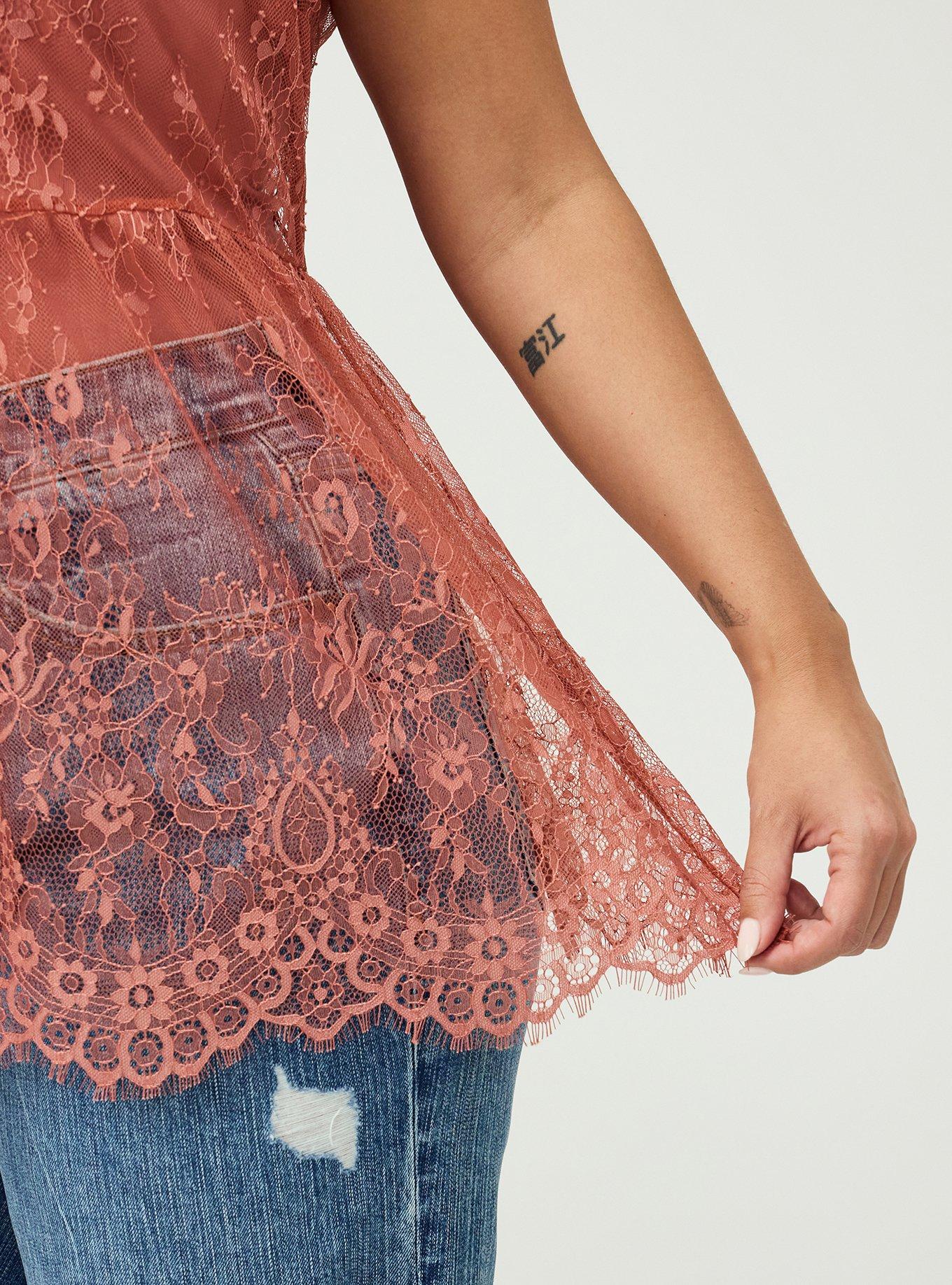 Lace Babydoll Tank, LIGHT MAHOGANY, alternate