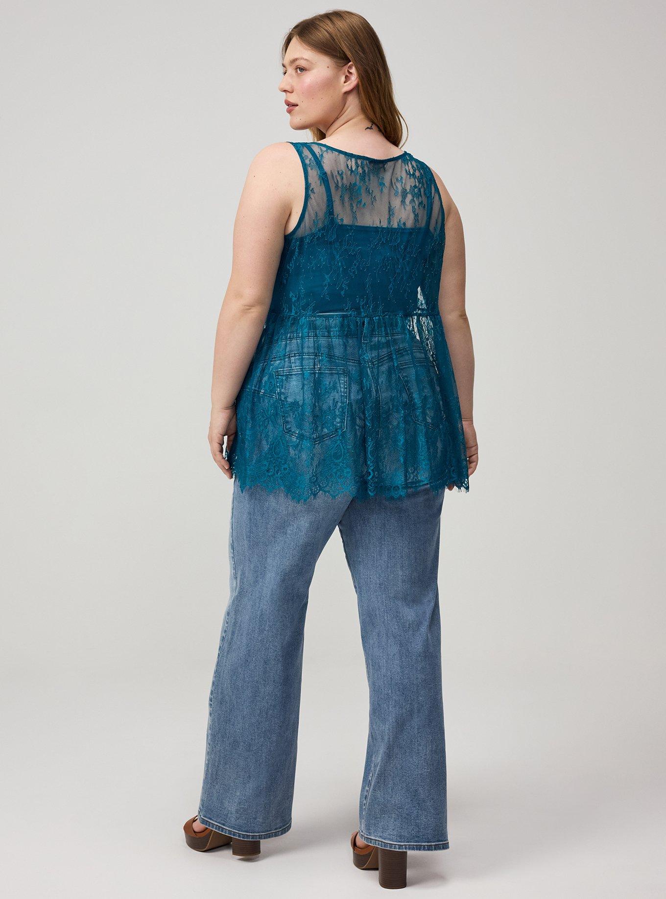 Lace Babydoll Tank, DEEP LAGOON, alternate