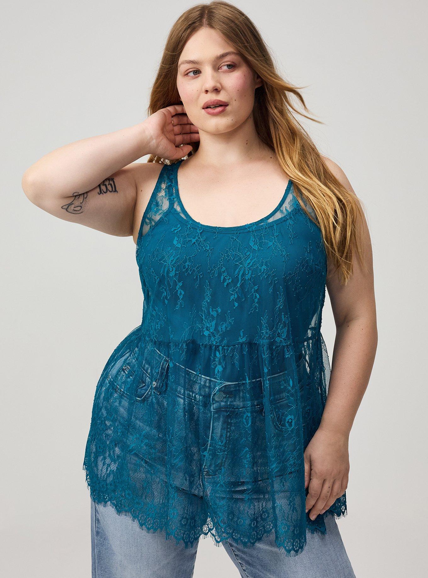 Lace Babydoll Tank, DEEP LAGOON, alternate