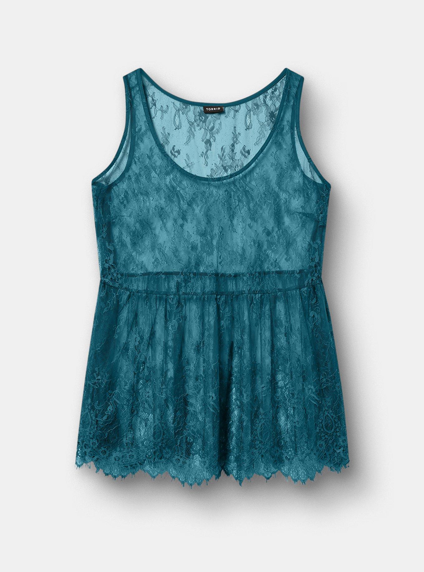 Lace Babydoll Tank, DEEP LAGOON, hi-res