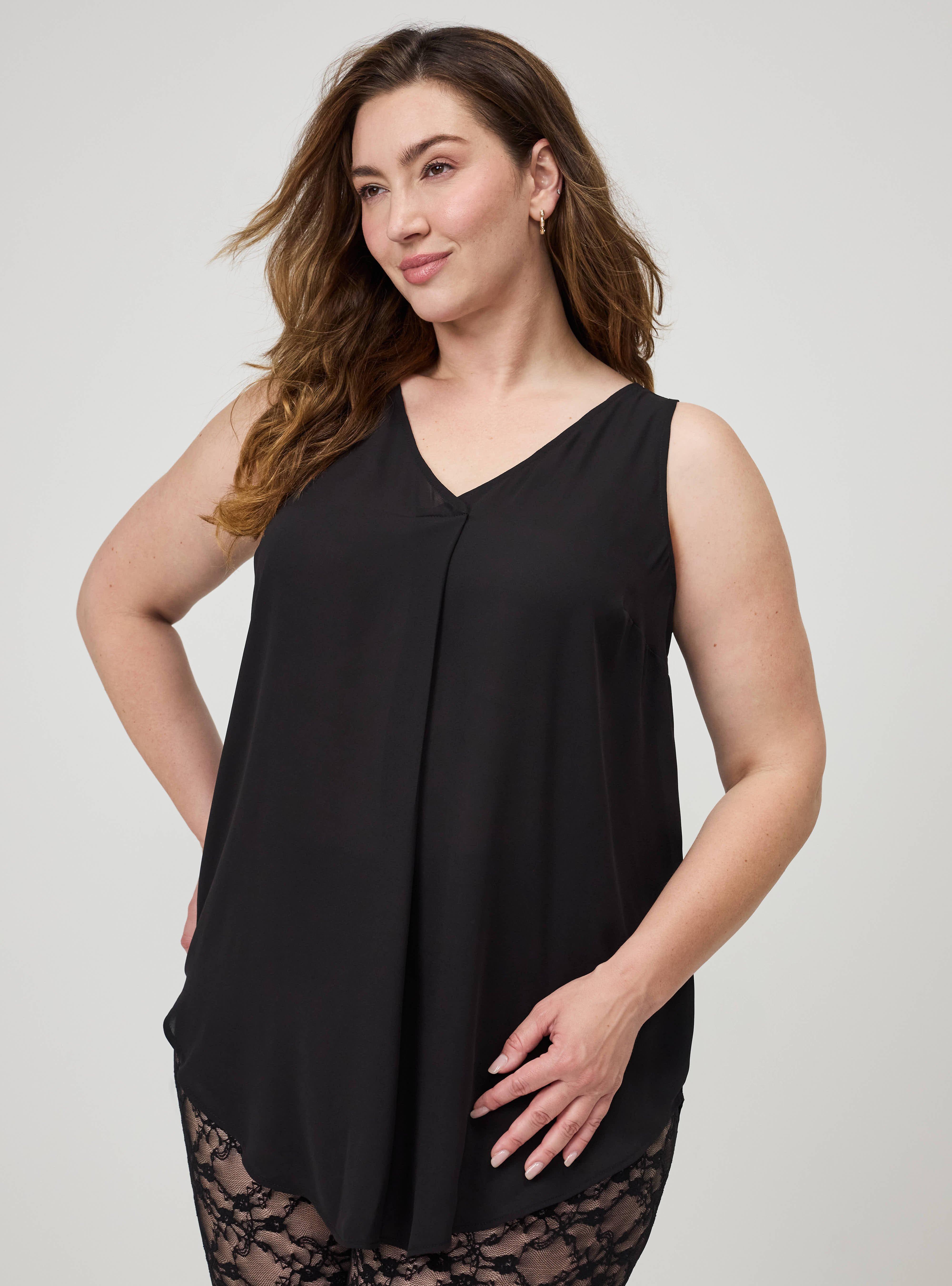 Georgette Tunic Tank, DEEP BLACK, hi-res