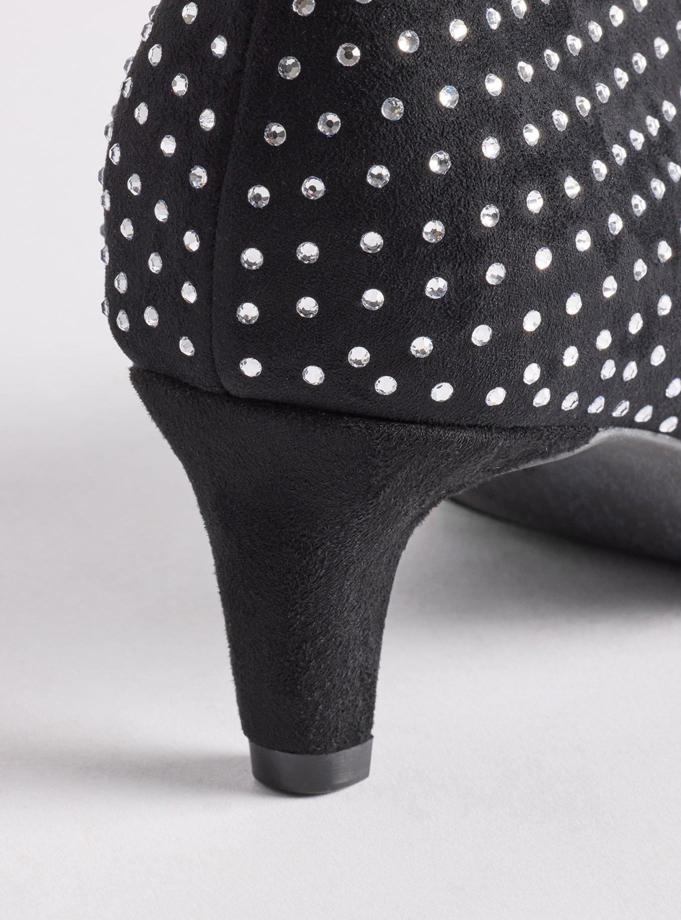 Embellished Kitten Heel Bootie (WW), BLACK, alternate