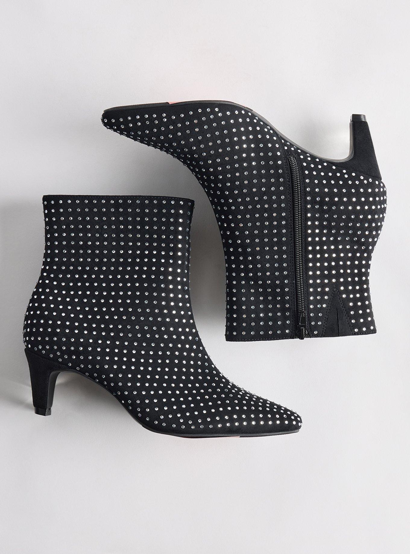 Embellished Kitten Heel Bootie (WW), BLACK, hi-res