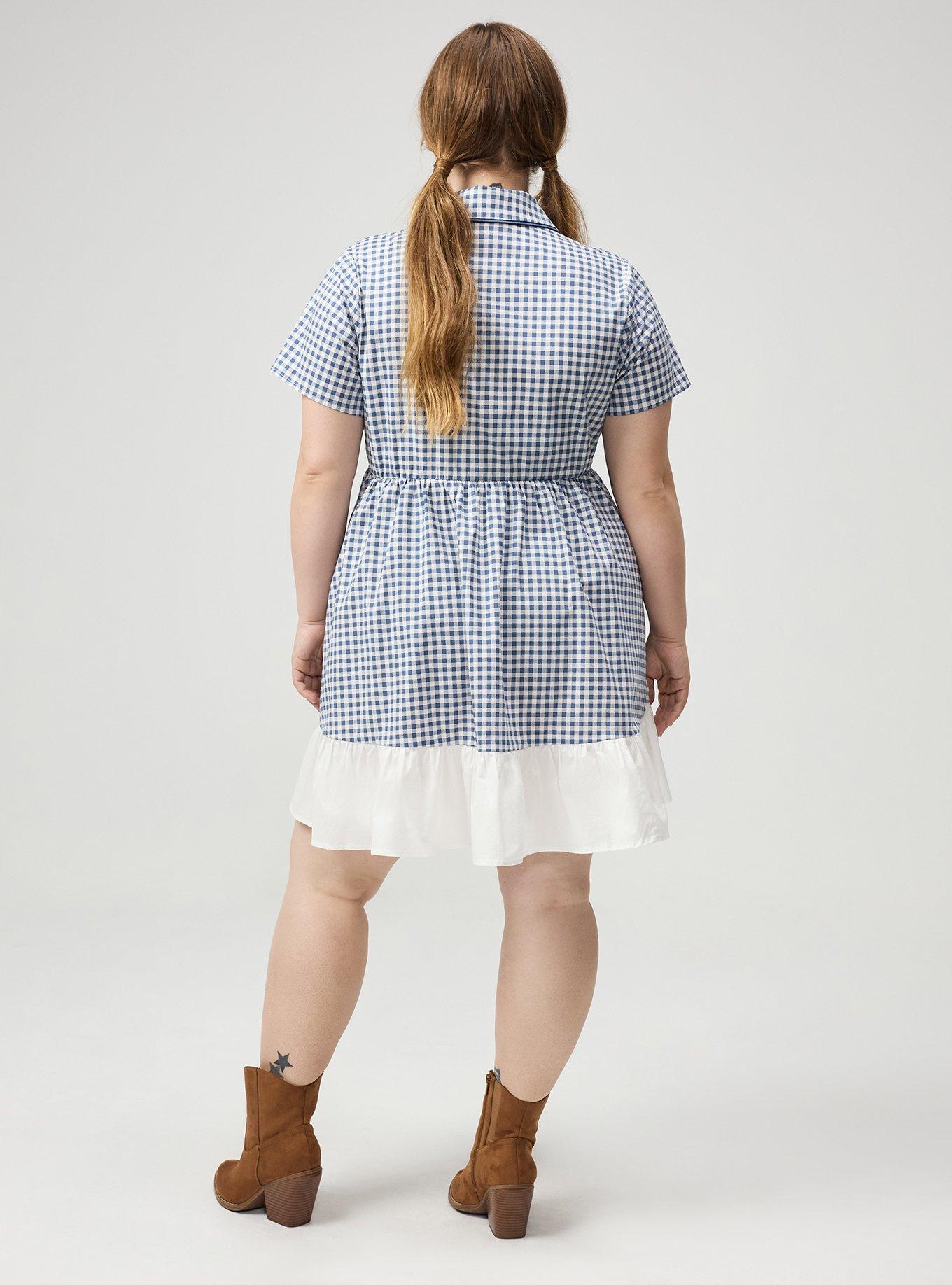 Plus Size Halloween Cowgirl Dress, SOPHIE GINGHAM BLUE, alternate