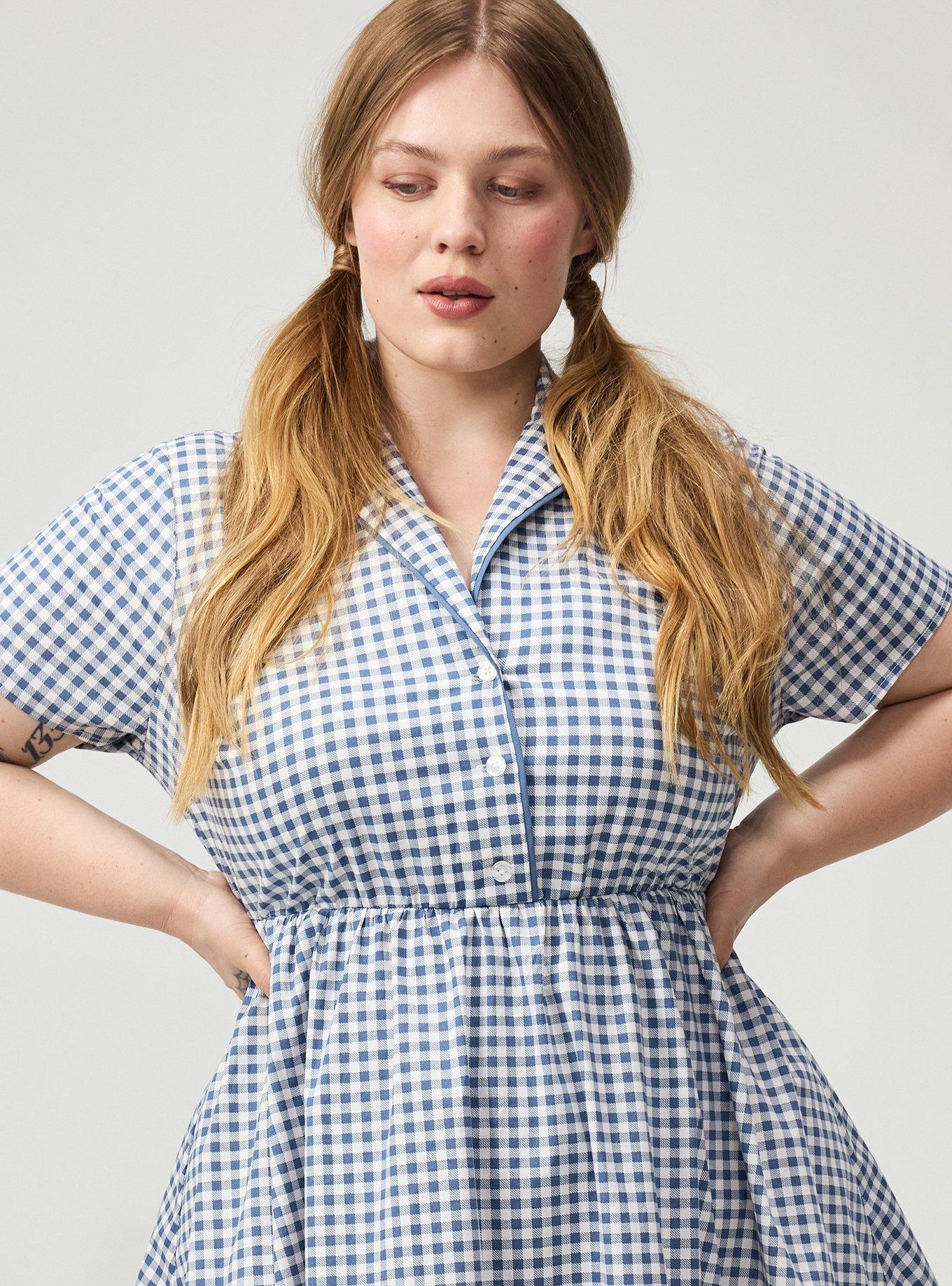 Plus Size Halloween Cowgirl Dress, SOPHIE GINGHAM BLUE, alternate