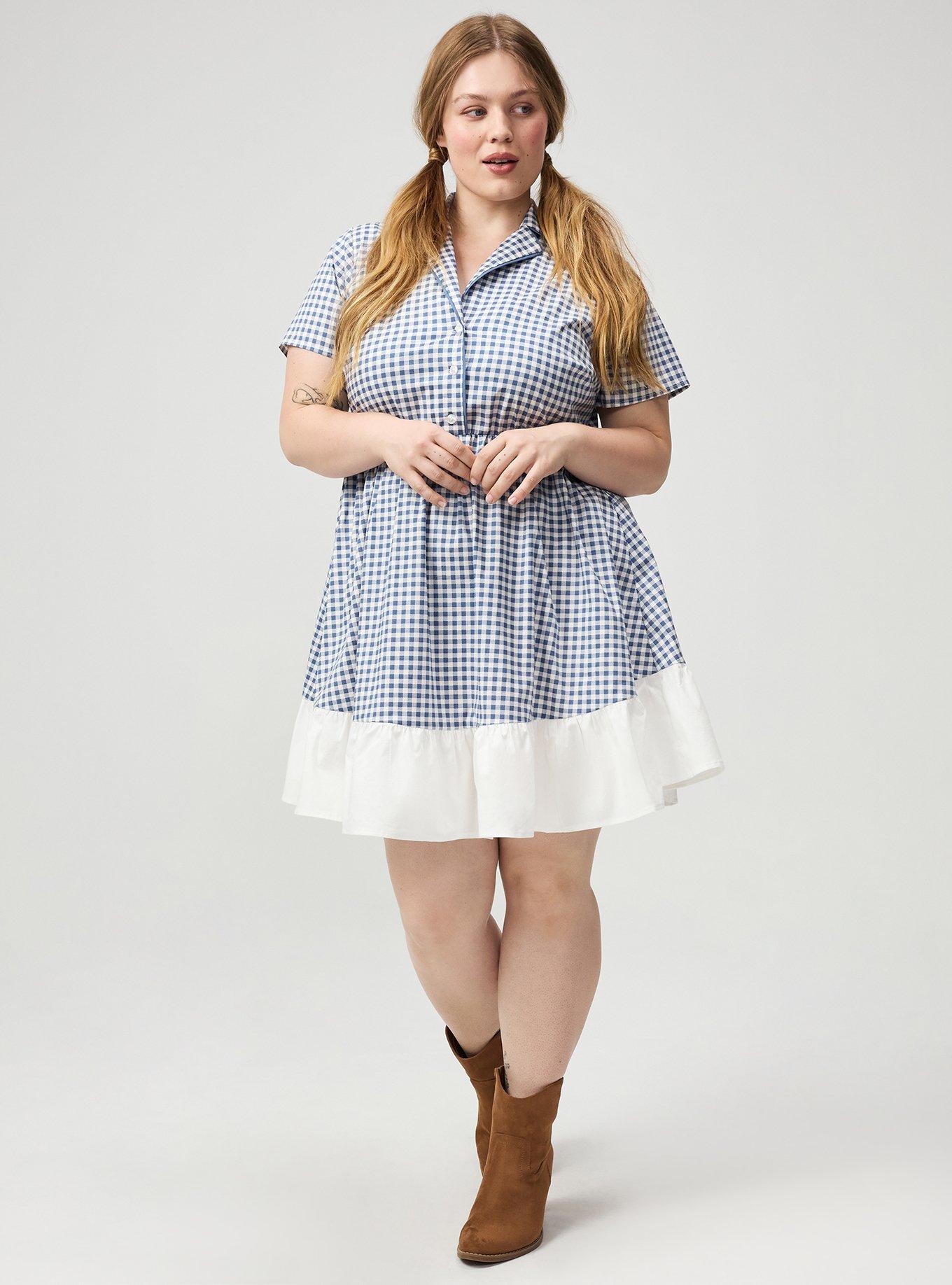Plus Size Halloween Cowgirl Dress, SOPHIE GINGHAM BLUE, alternate