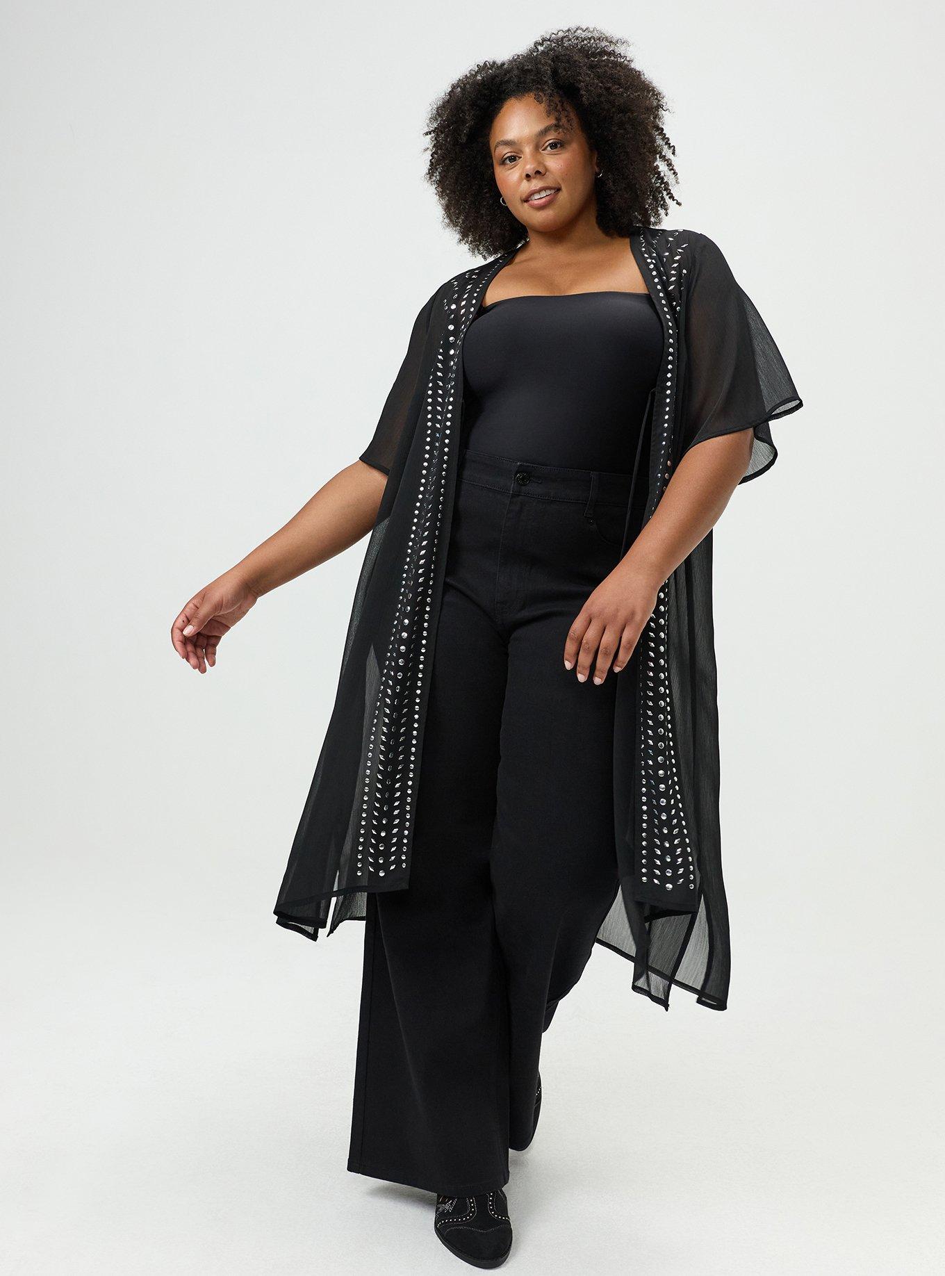 Studded Maxi Kimono, DEEP BLACK, alternate