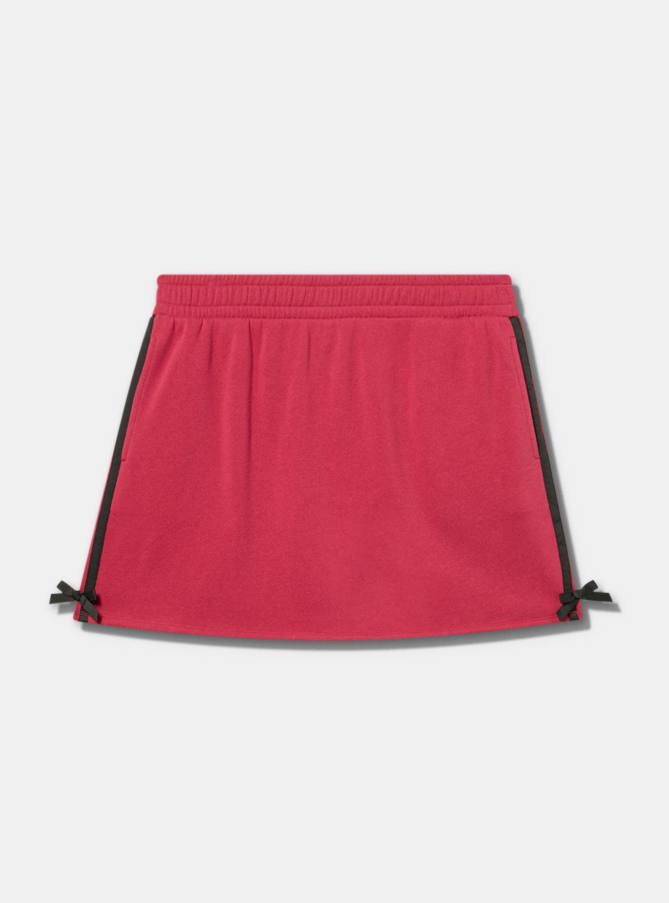 LoveSick Bow Detail Mini Sweat Skort, RED BUD, flat