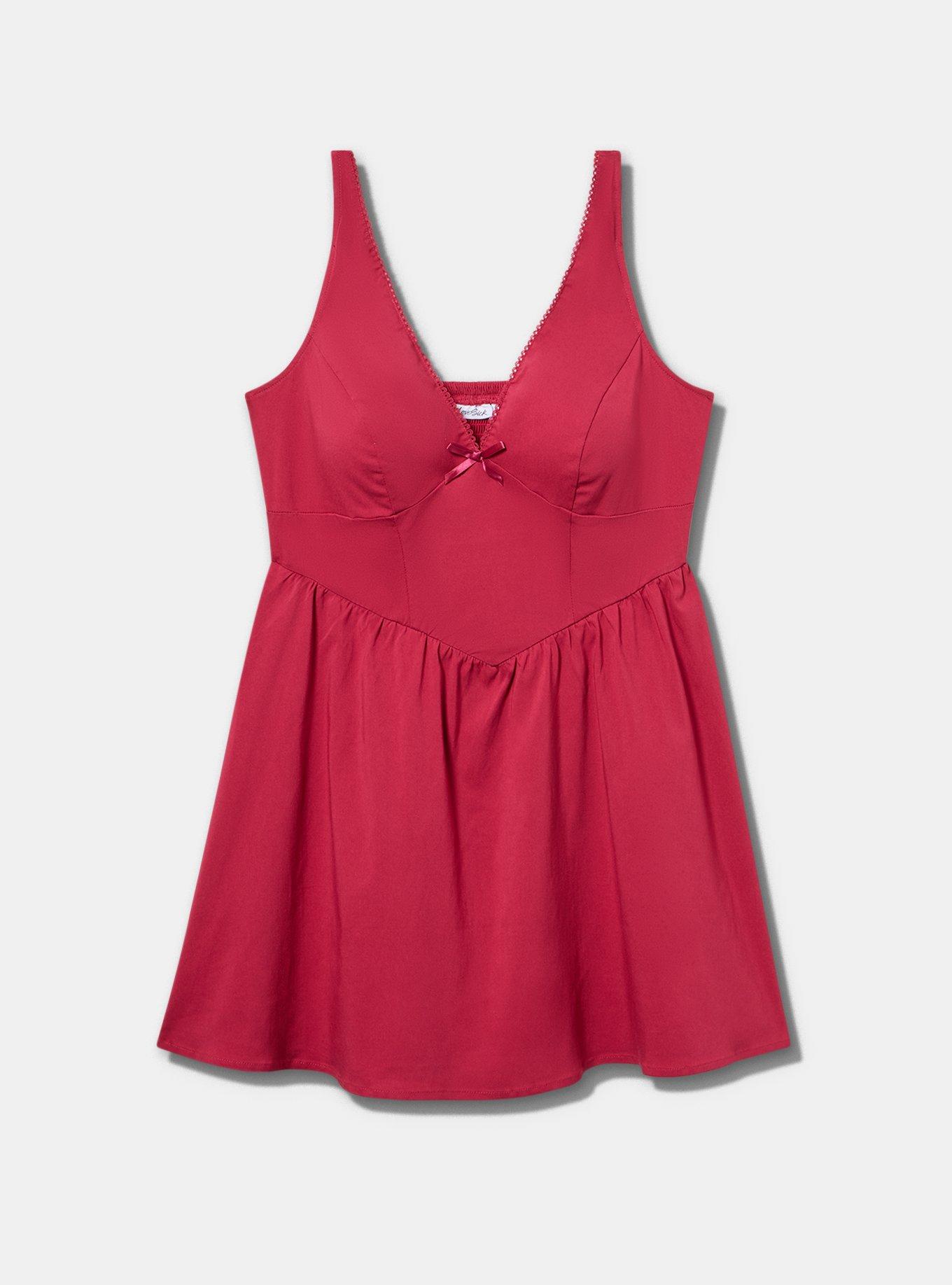 LoveSick Deep V-Neck Fit & Flare Mini Dress, RED BUD, flat