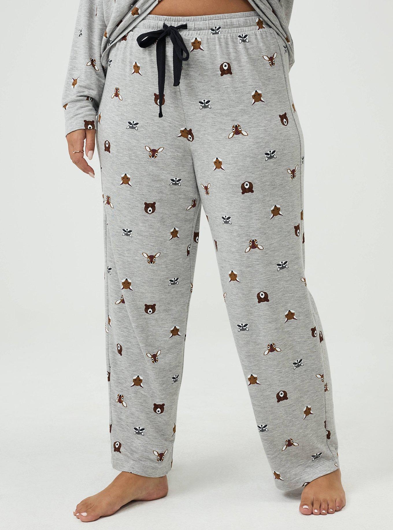 Plus Size Lightweight French Terry Sleep Pant, FOREST CRITTERS GREY, alternate