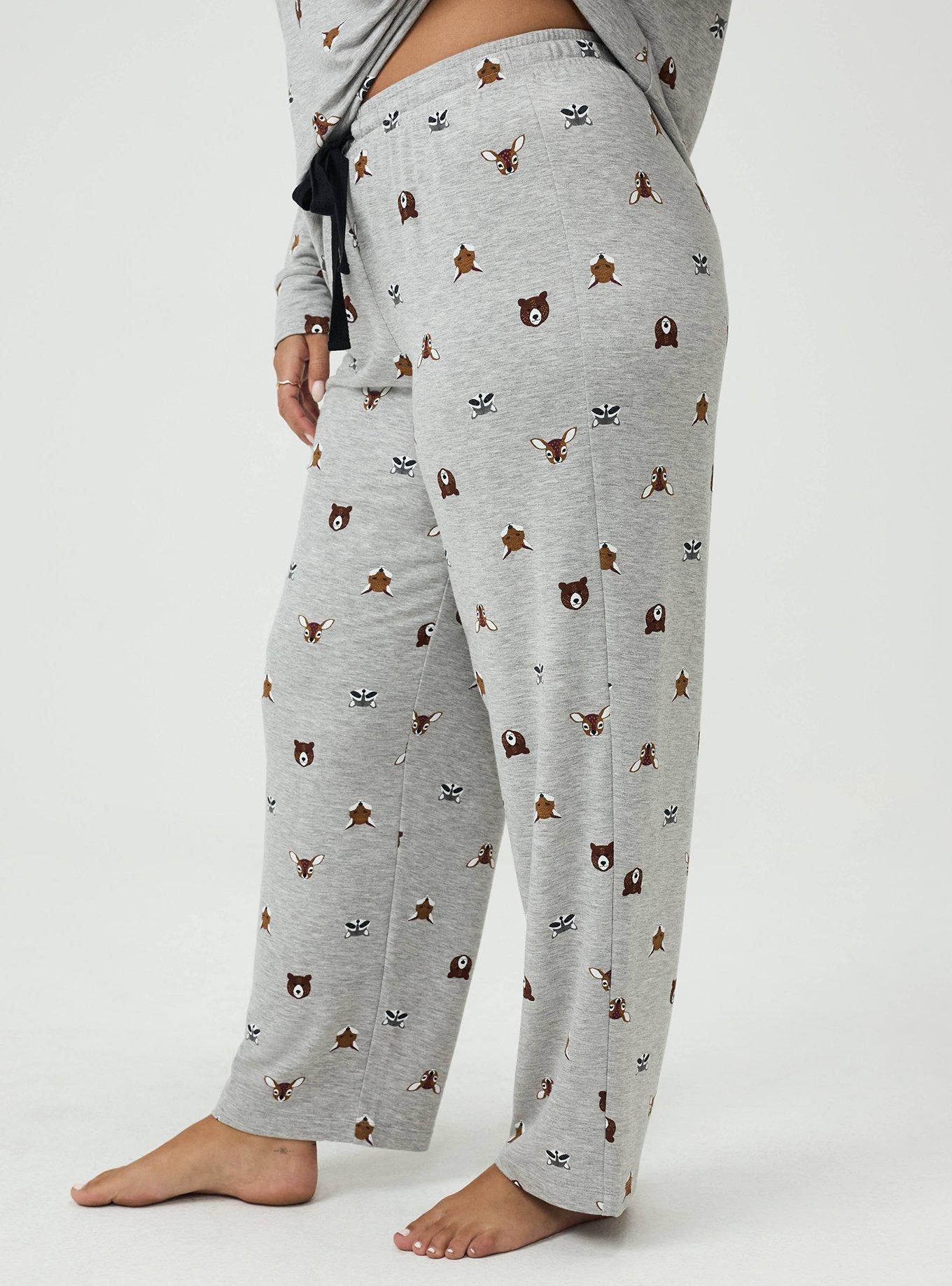 Plus Size Lightweight French Terry Sleep Pant, FOREST CRITTERS GREY, alternate