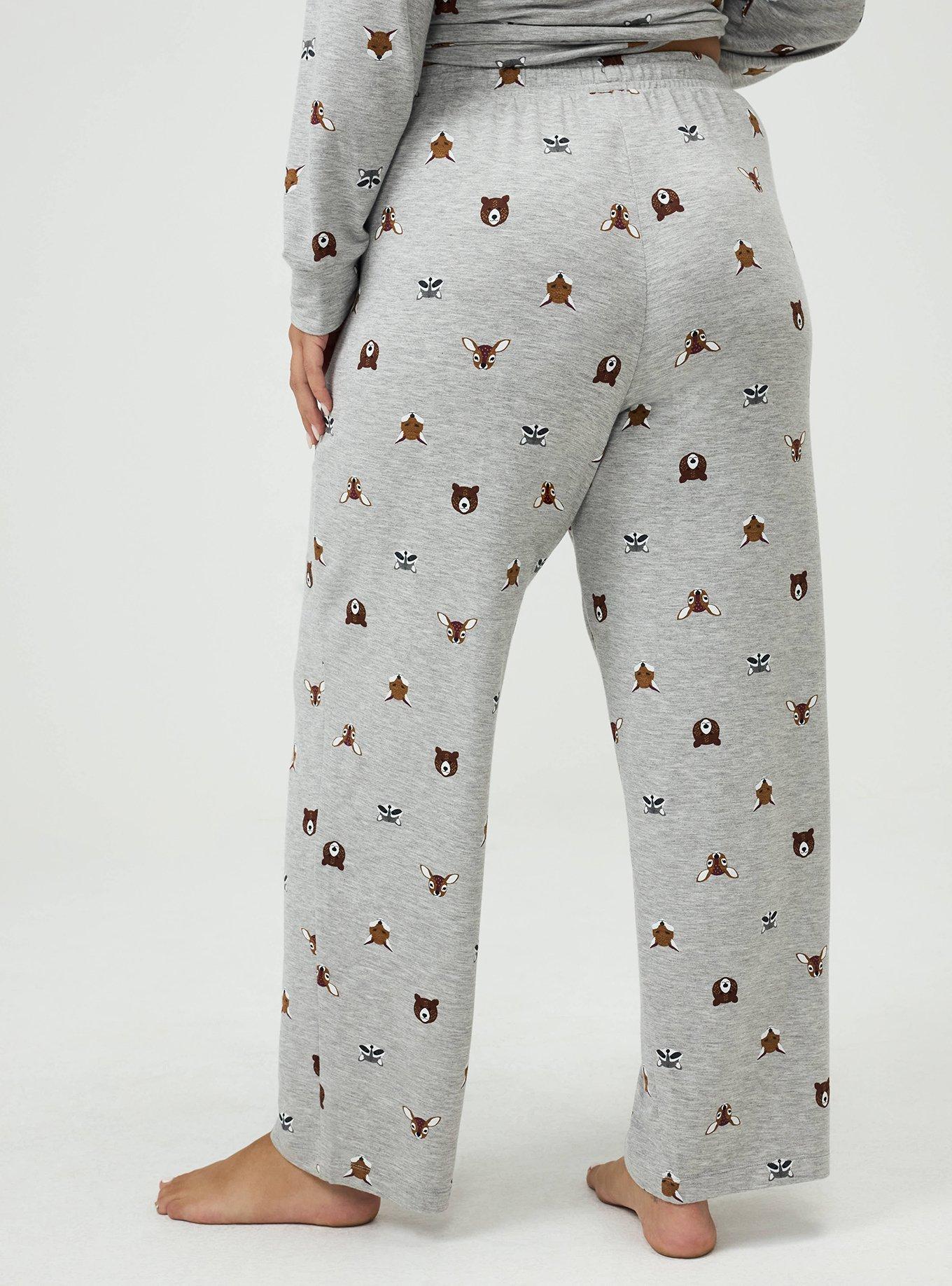 Plus Size Lightweight French Terry Sleep Pant, FOREST CRITTERS GREY, alternate