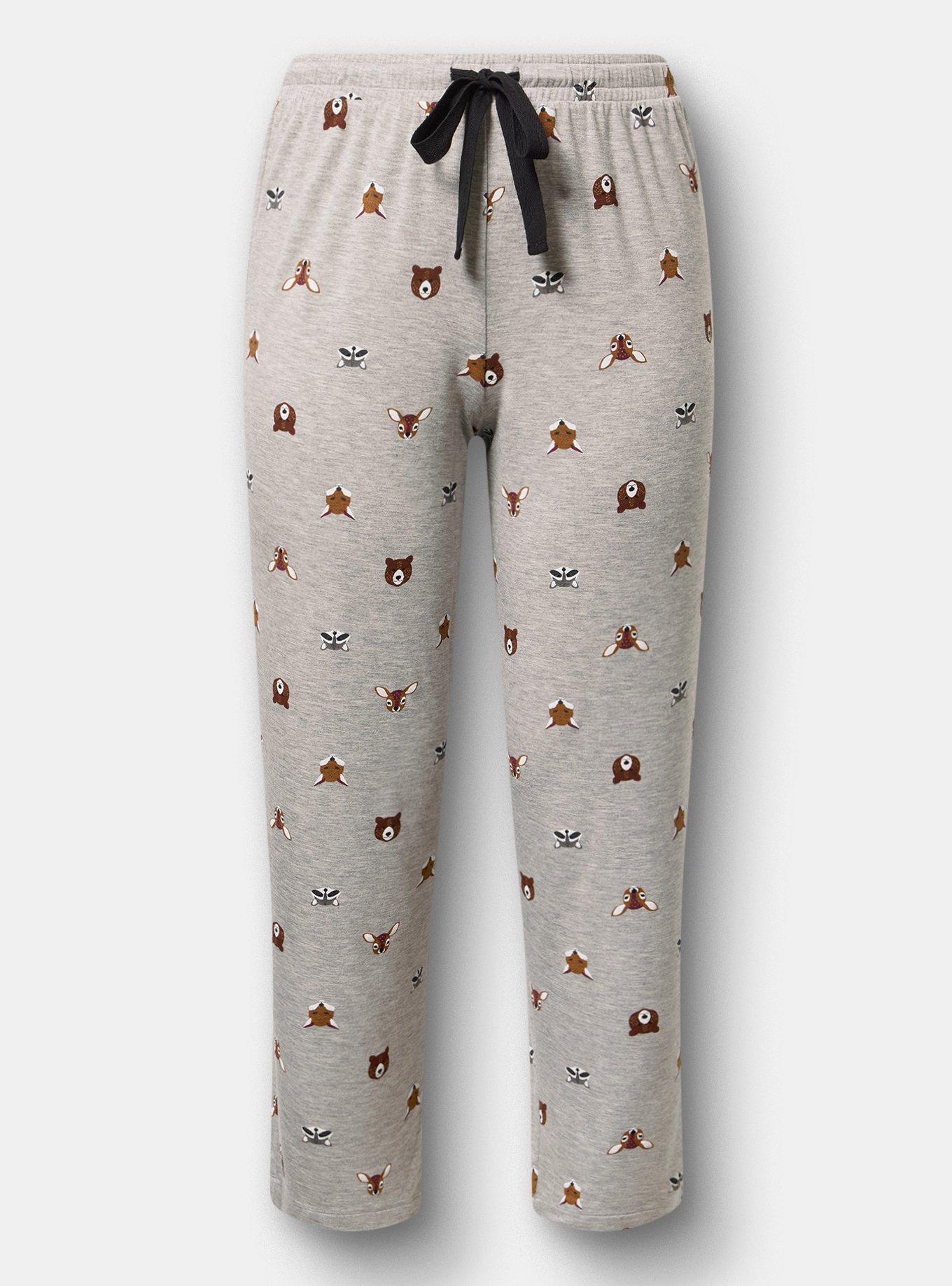 Plus Size Lightweight French Terry Sleep Pant, FOREST CRITTERS GREY, flat