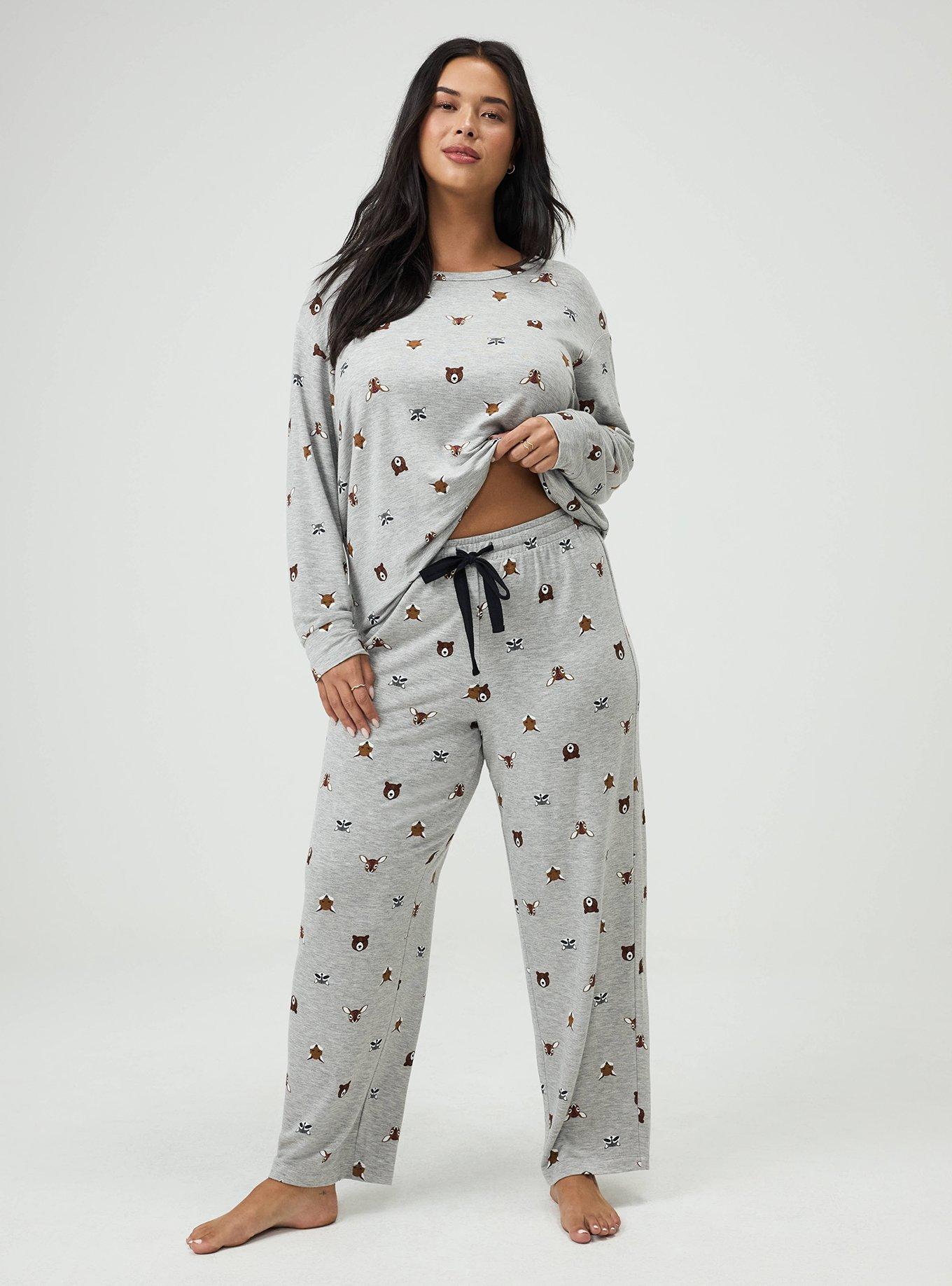 Plus Size Lightweight French Terry Sleep Pant, FOREST CRITTERS GREY, hi-res