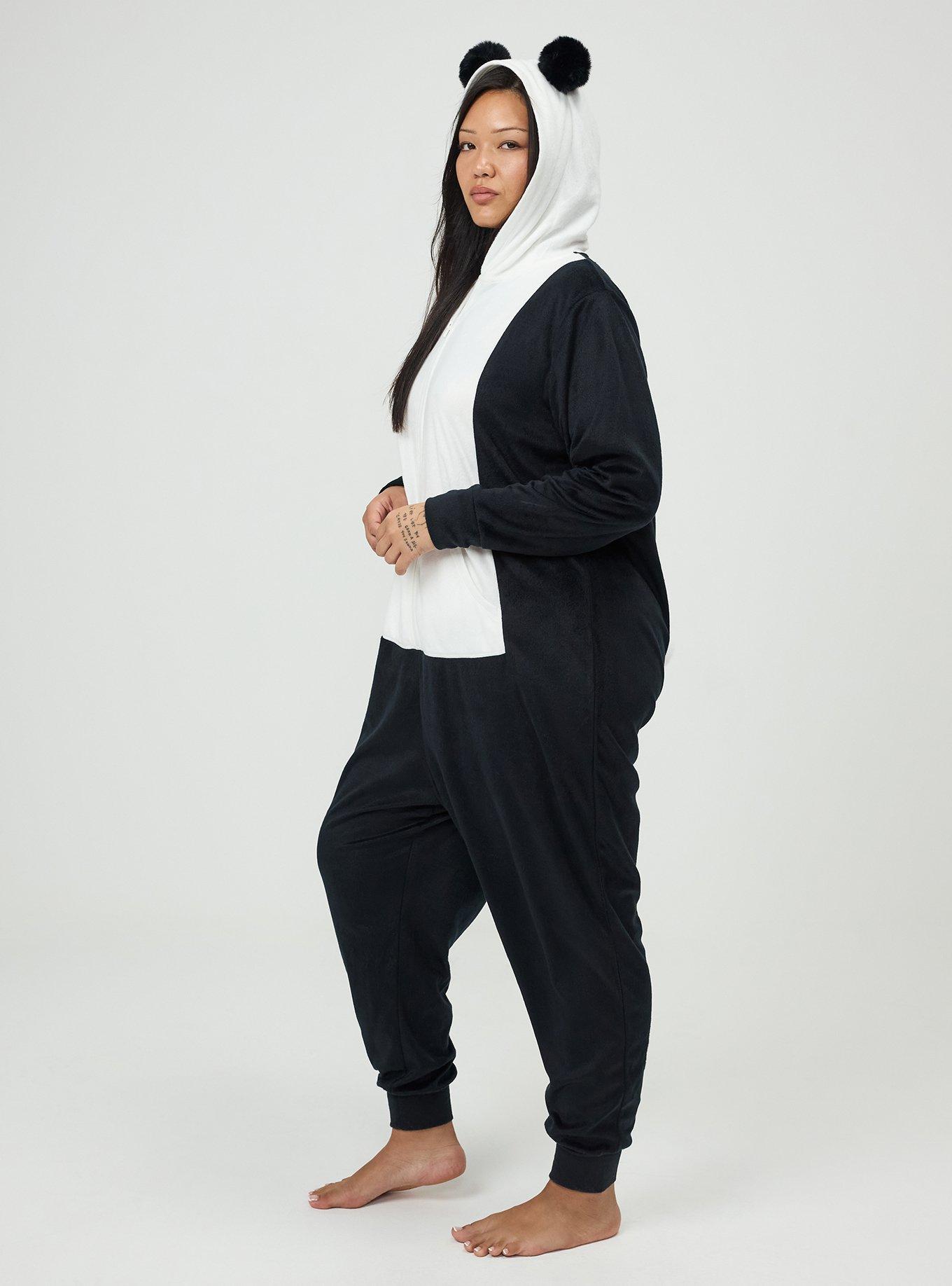 Plus Size Panda Lounge Onesie, DEEP BLACK, alternate