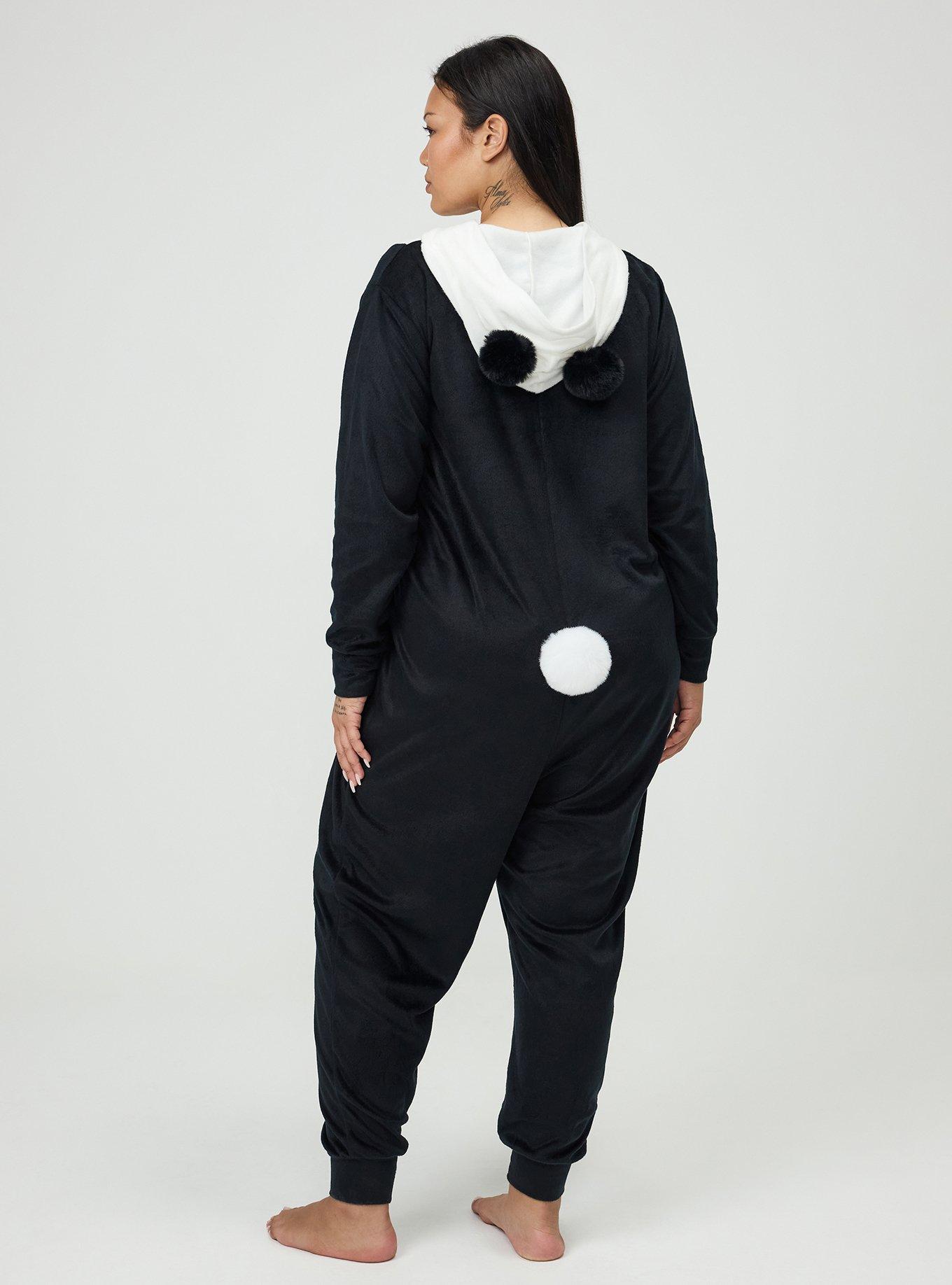 Plus Size Panda Lounge Onesie, DEEP BLACK, alternate