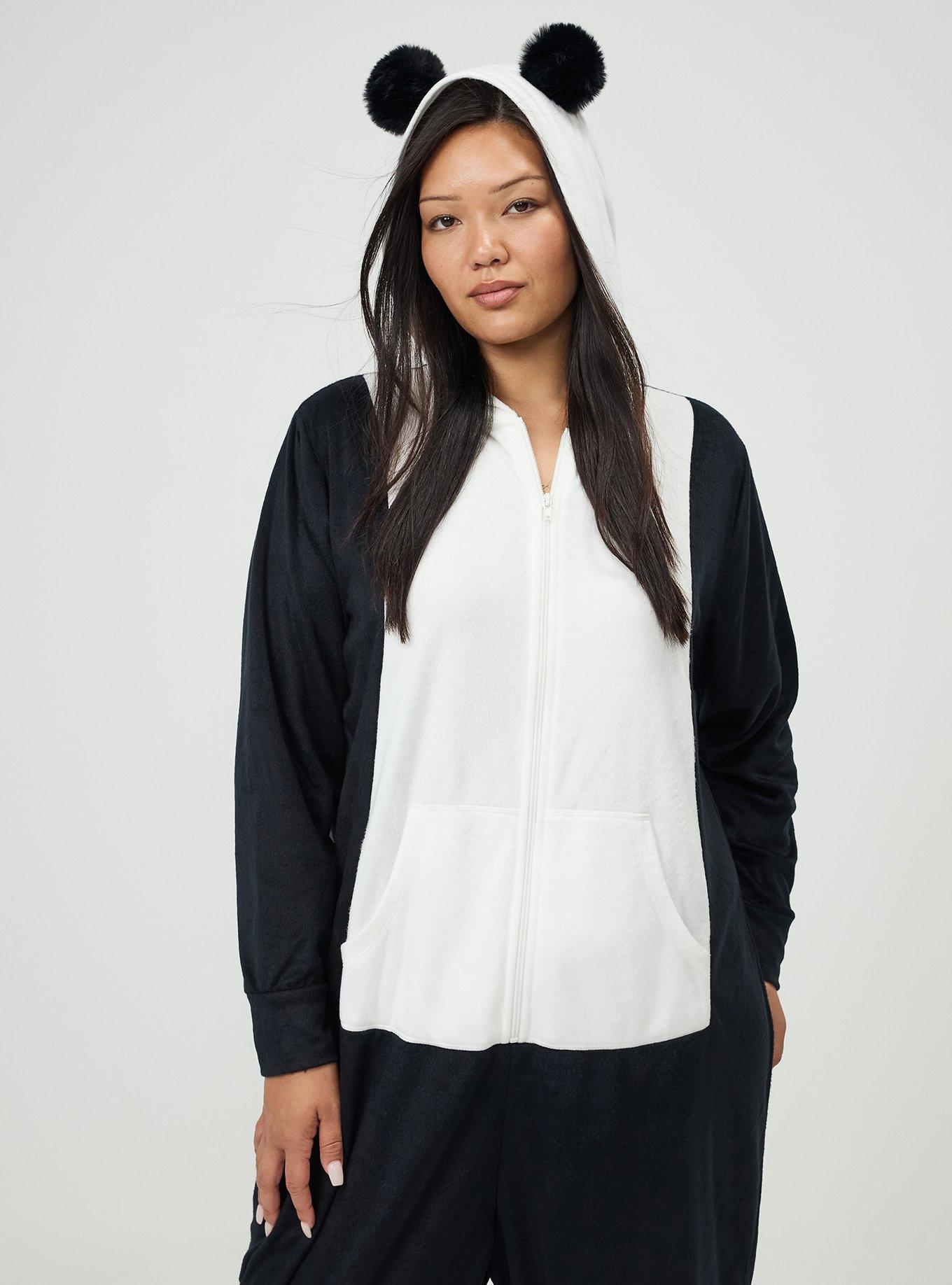 Plus Size Panda Lounge Onesie, DEEP BLACK, alternate