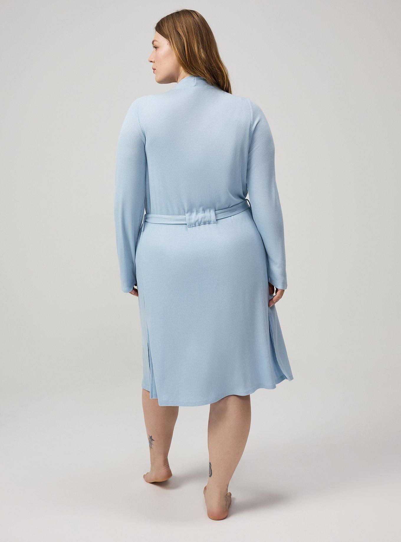 Plus Size Baby Waffle Sleep Robe, CASHMERE BLUE, alternate