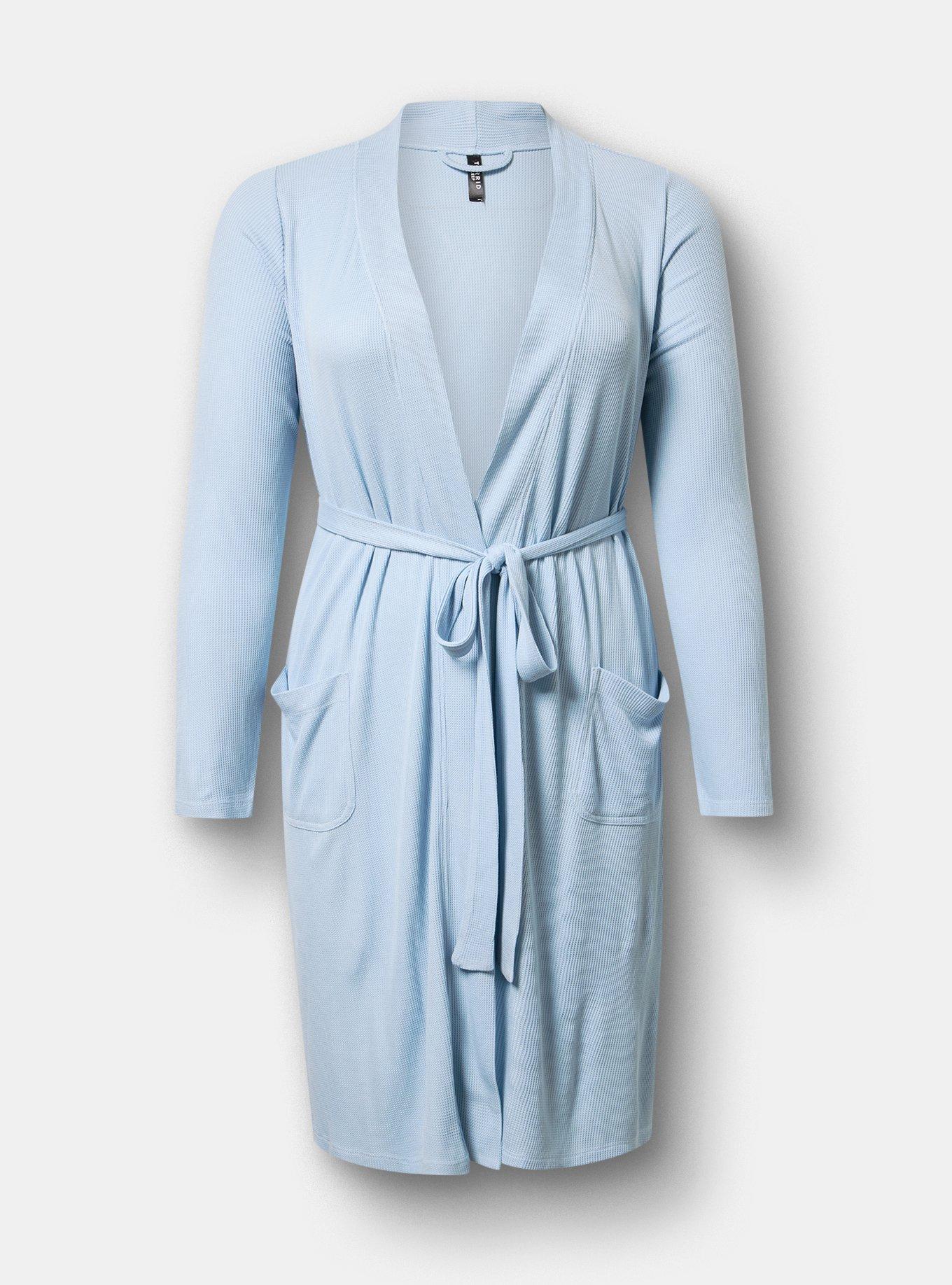 Plus Size Baby Waffle Sleep Robe, CASHMERE BLUE, flat
