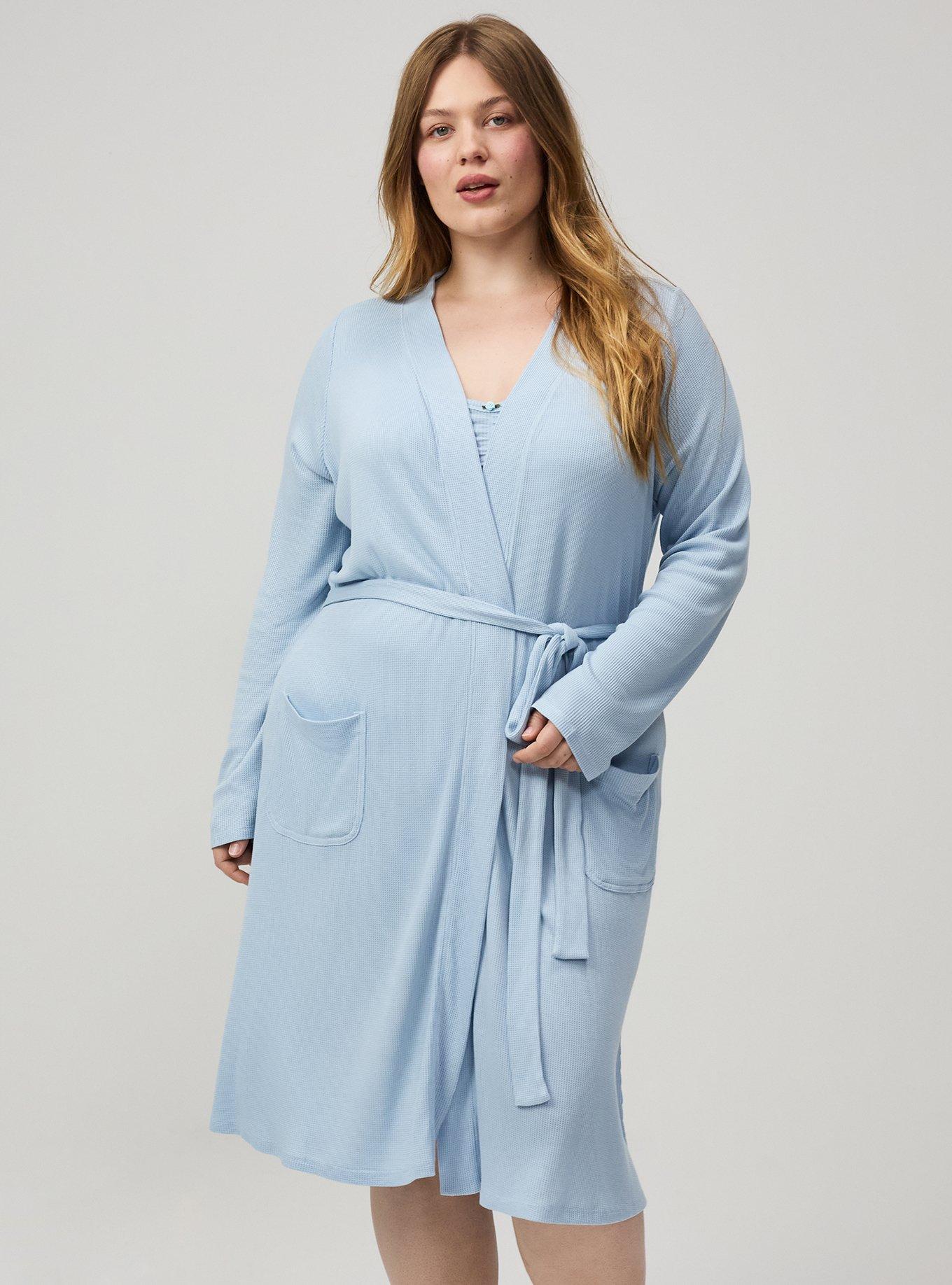 Plus Size Baby Waffle Sleep Robe, CASHMERE BLUE, hi-res