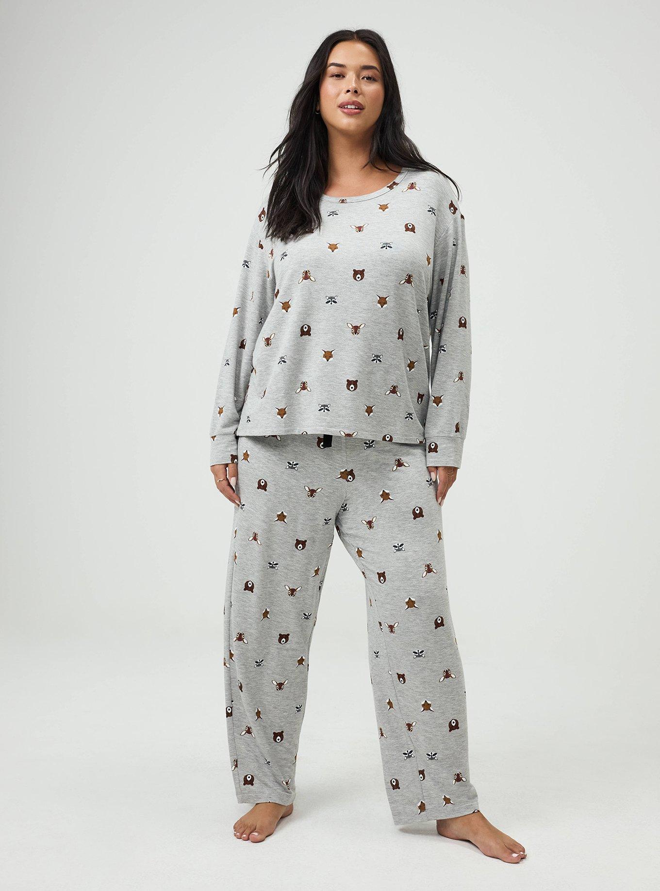 Plus Size Lightweight French Terry Long Sleeve, FOREST CRITTERS GREY, alternate