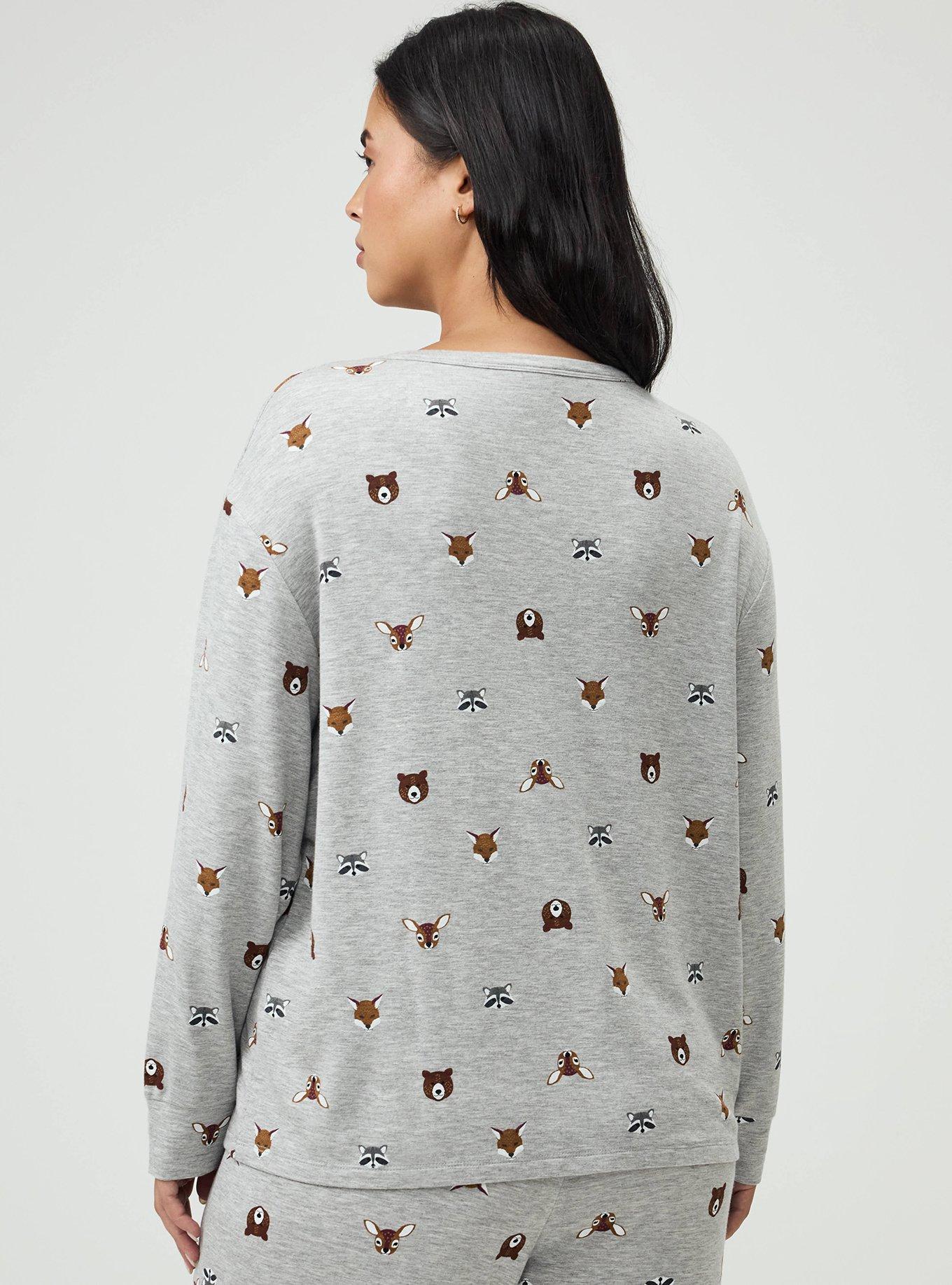 Plus Size Lightweight French Terry Long Sleeve, FOREST CRITTERS GREY, alternate