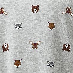 Plus Size Lightweight French Terry Long Sleeve, FOREST CRITTERS GREY, swatch
