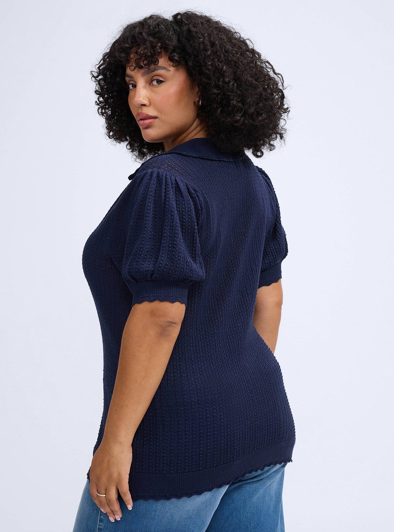 Belle Isle Pointelle Collar Cardigan, PEACOAT, alternate