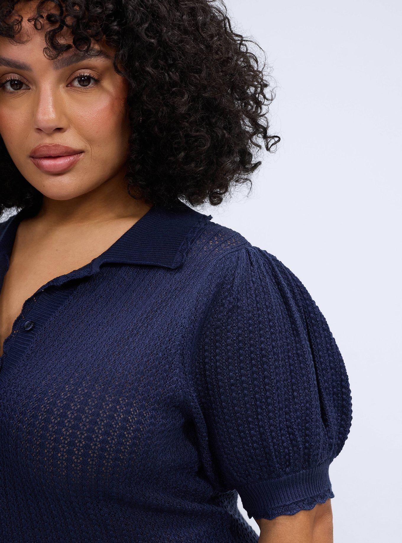 Belle Isle Pointelle Collar Cardigan, PEACOAT, alternate