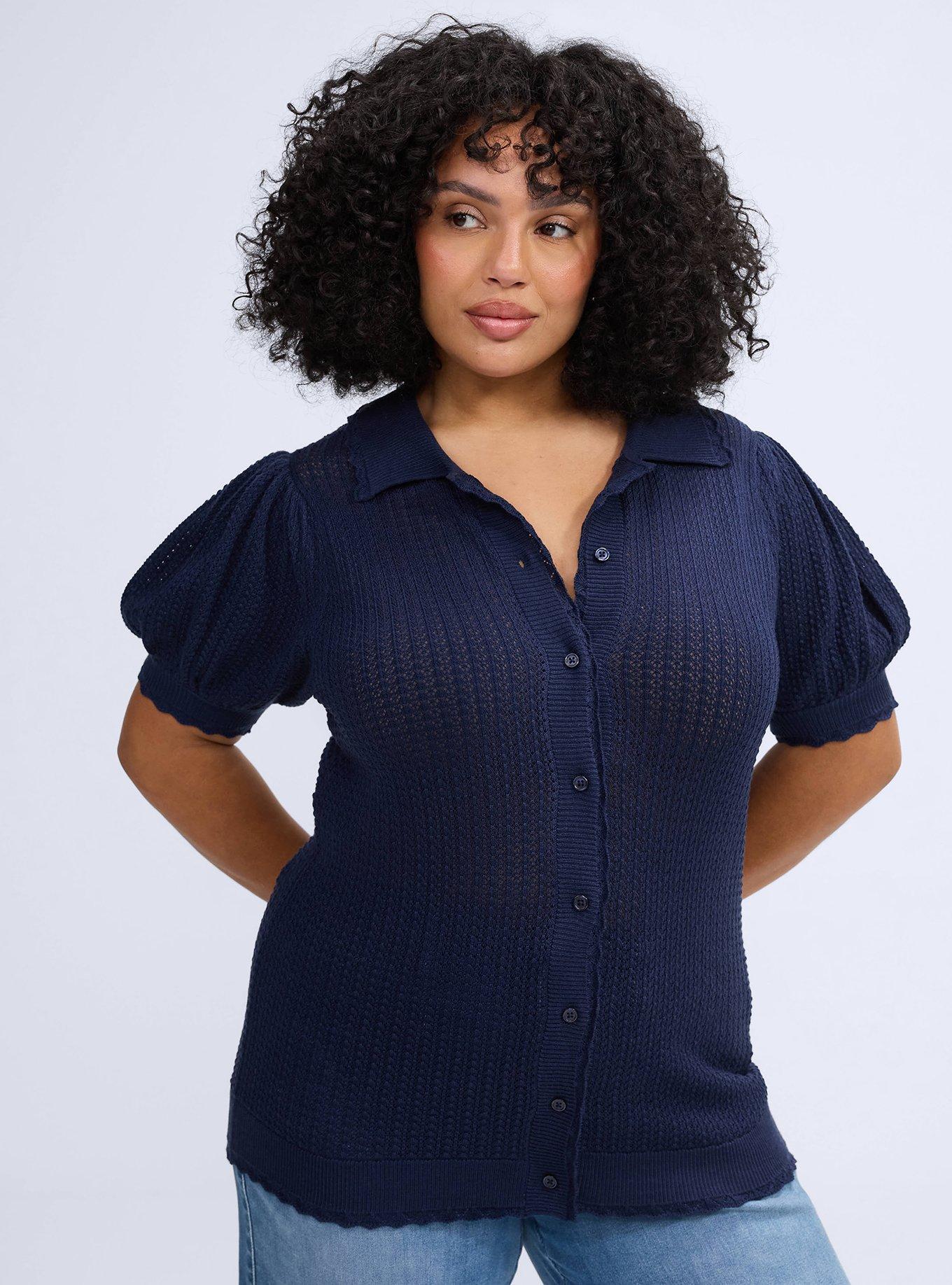Belle Isle Pointelle Collar Cardigan, PEACOAT, hi-res