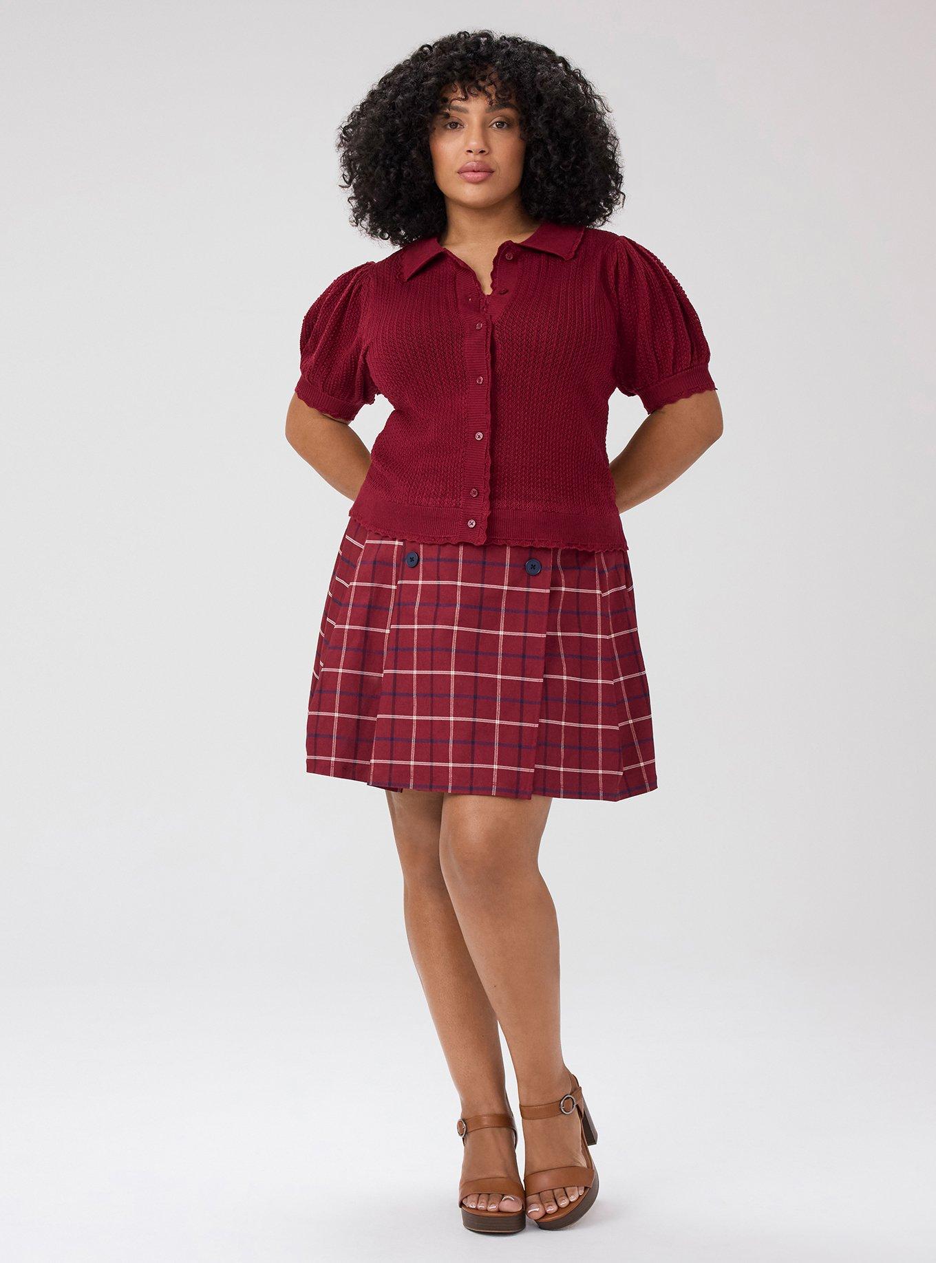Belle Isle Pointelle Collar Cardigan, TIBETAN RED, alternate