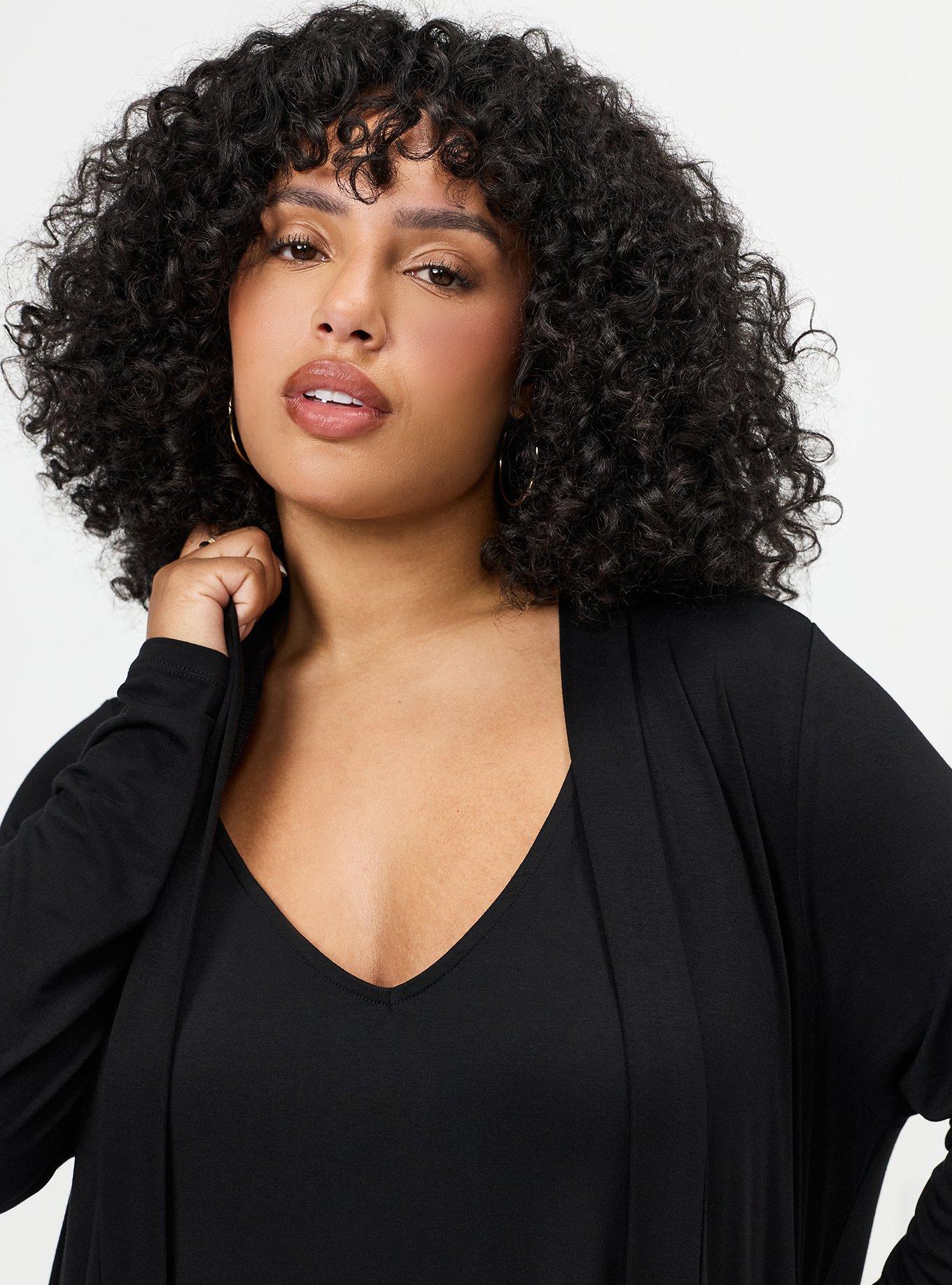 Super Soft Open Front Duster Cardigan, DEEP BLACK, alternate