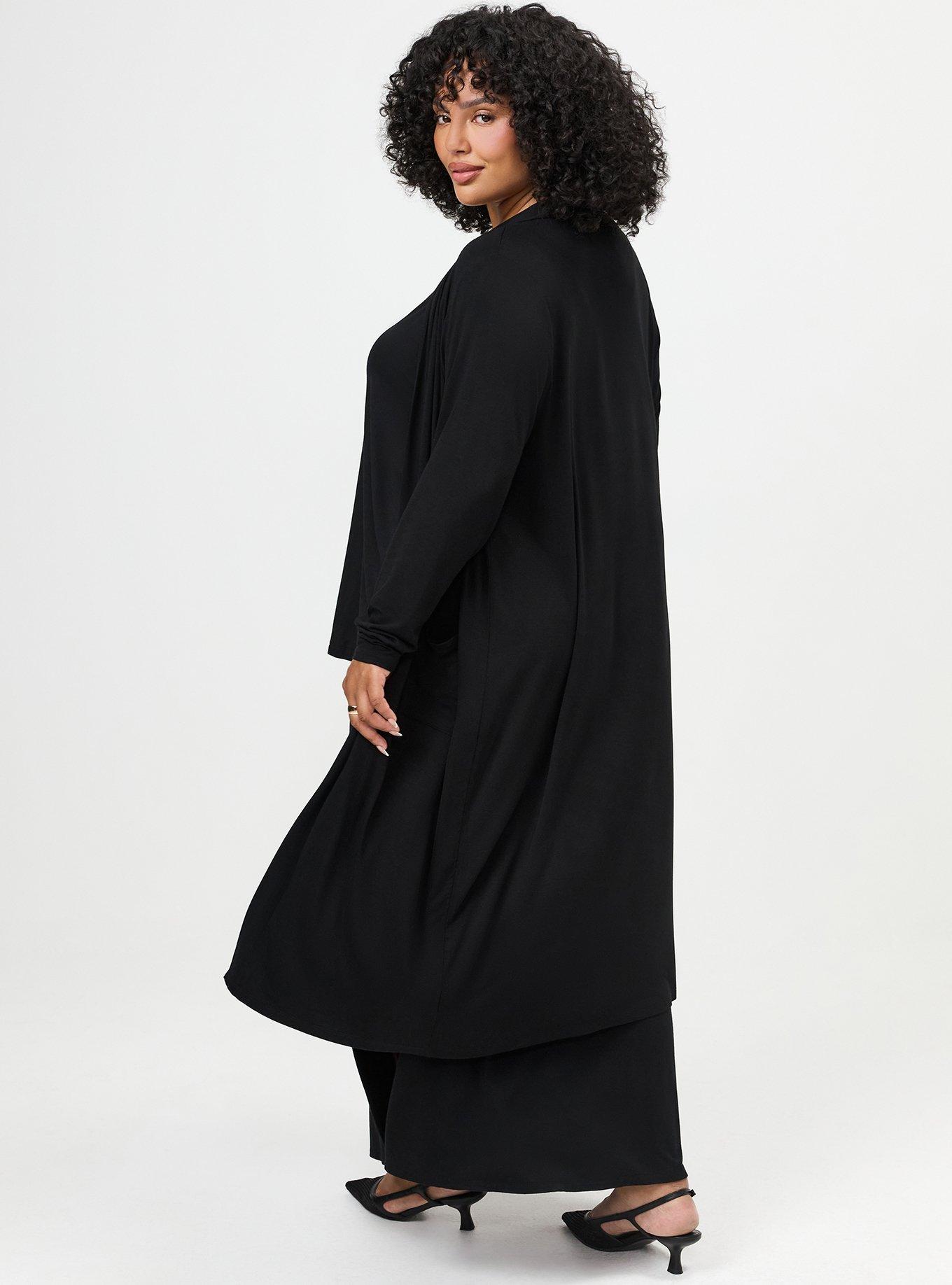 Super Soft Open Front Duster Cardigan, DEEP BLACK, alternate