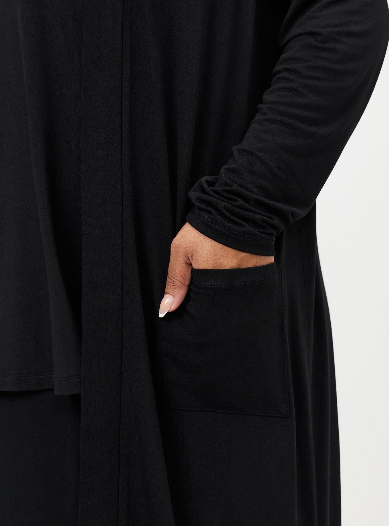 Super Soft Open Front Duster Cardigan, DEEP BLACK, alternate