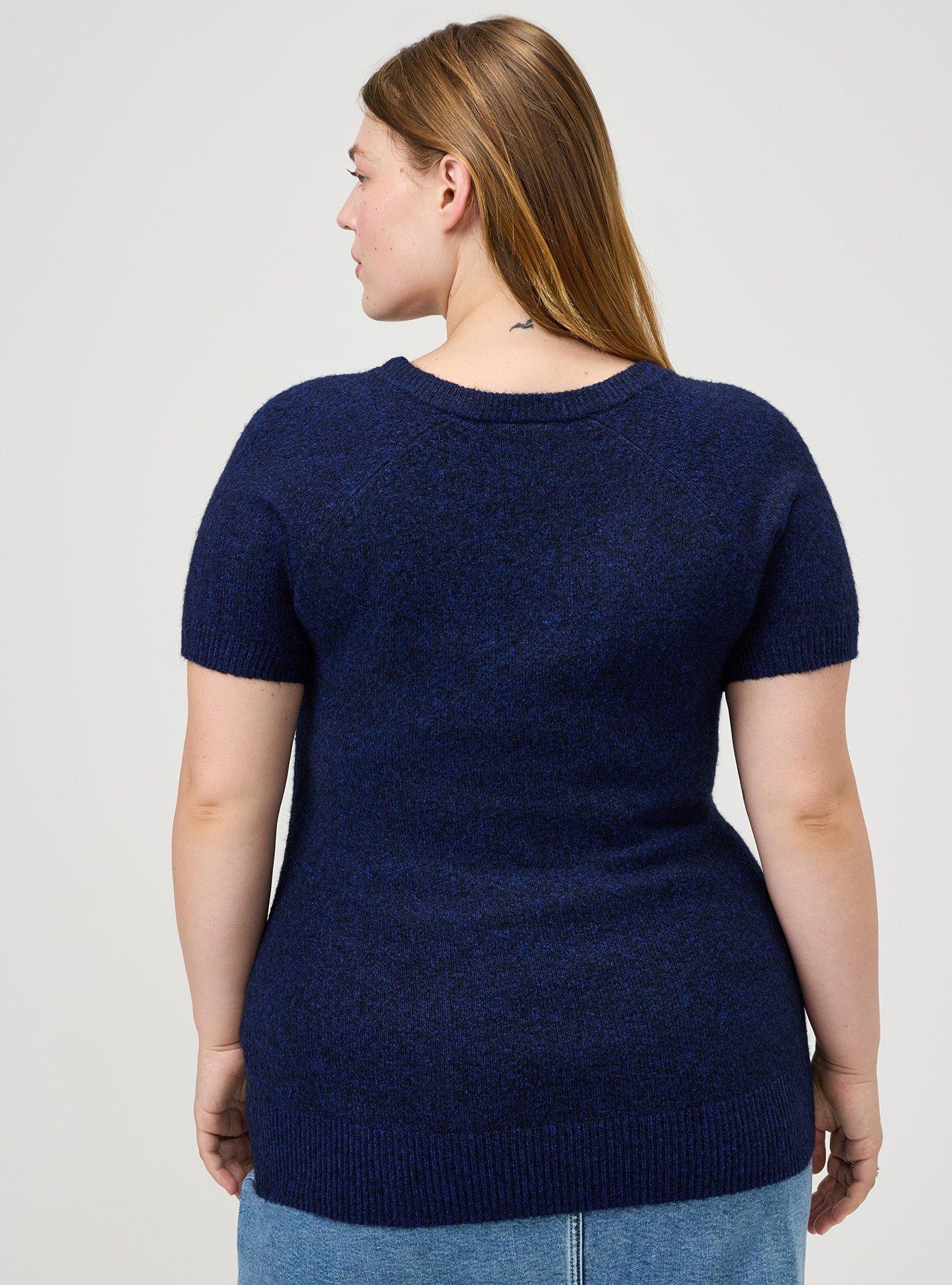 Vegan Cashmere Crew Pullover Sweater, MEDIEVAL BLUE, alternate