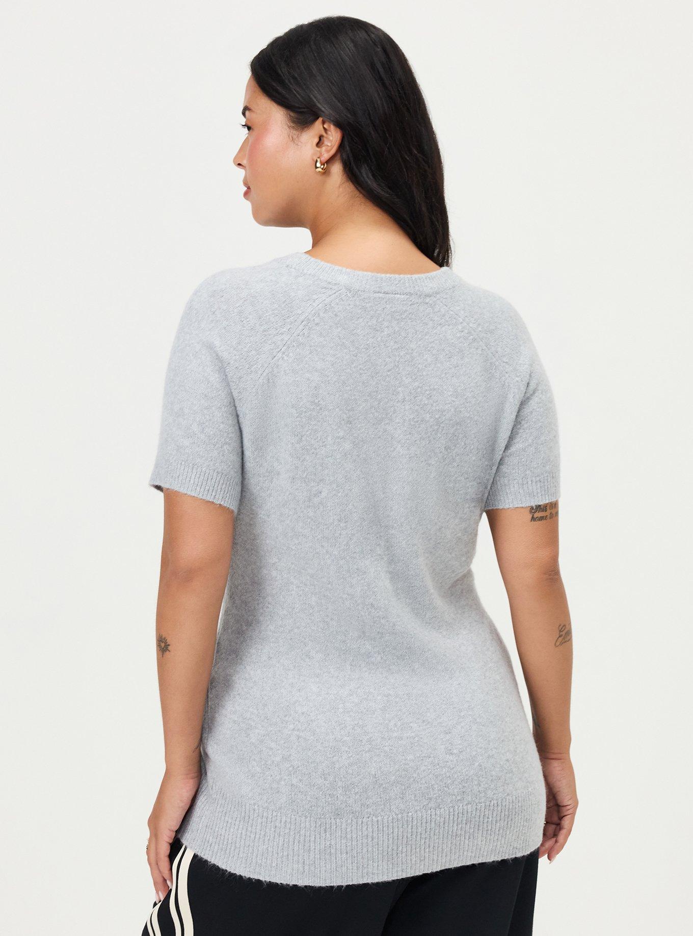 Vegan Cashmere Crew Pullover Sweater, LIGHT HEATHER GREY VEGAN CASHMERE, alternate