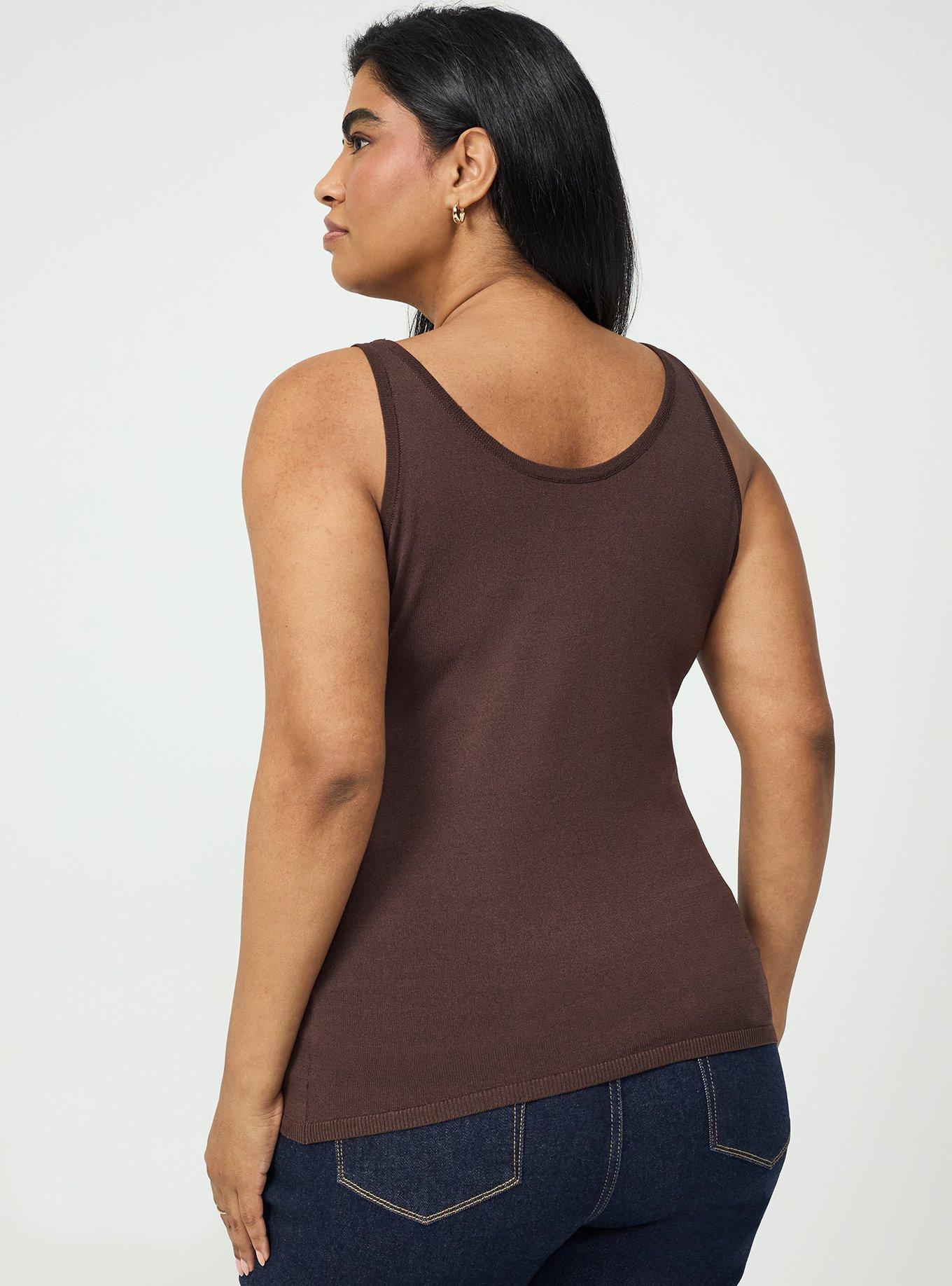 Plus Size Studio Scoop Sweater Tank, COFFEE BEAN, alternate