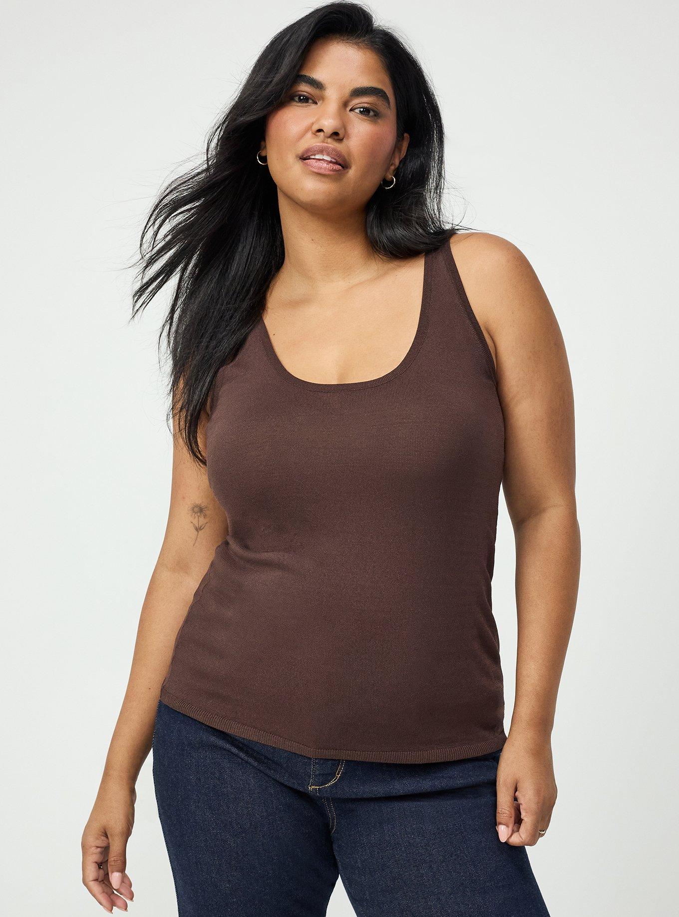 Plus Size Studio Scoop Sweater Tank, COFFEE BEAN, hi-res