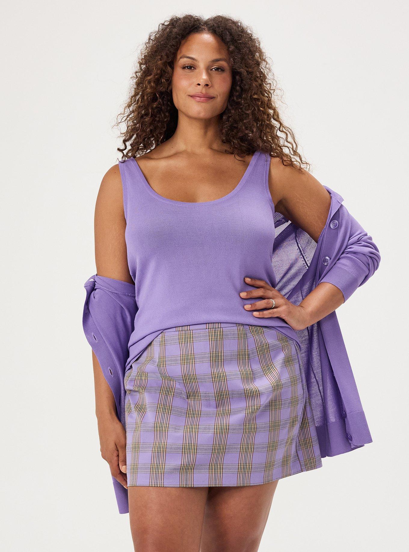 Plus Size Studio Scoop Sweater Tank, PAISLEY PURPLE, alternate