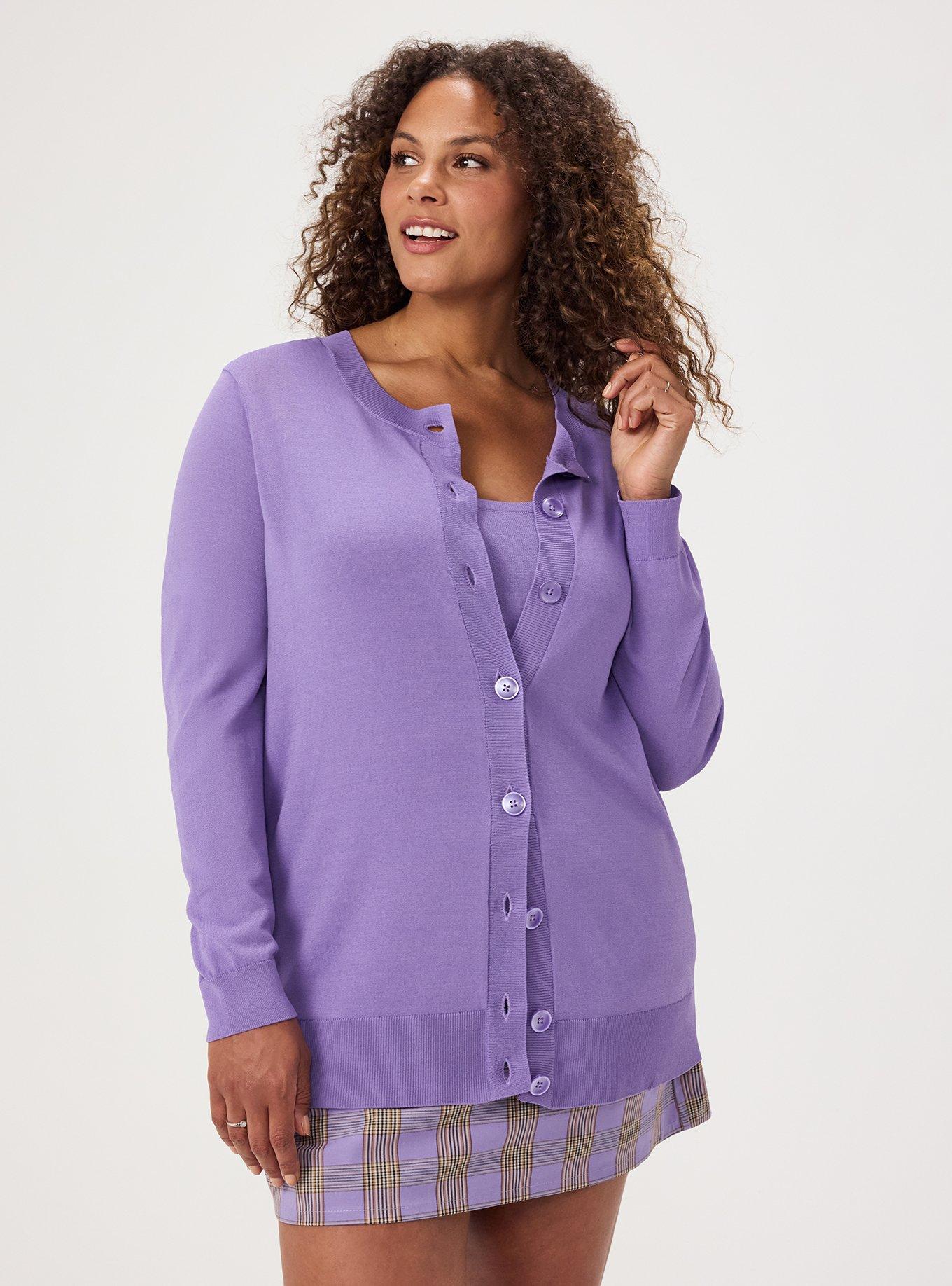 Studio Crew Neck Cardigan, PAISLEY PURPLE, alternate