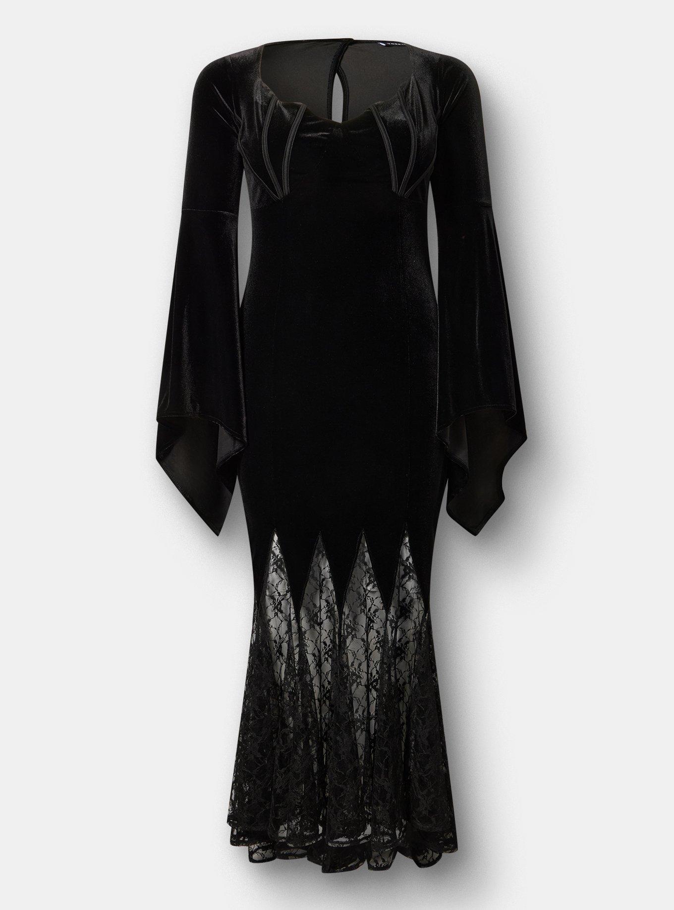 Halloween Spiders & Lace Dress, DEEP BLACK, flat