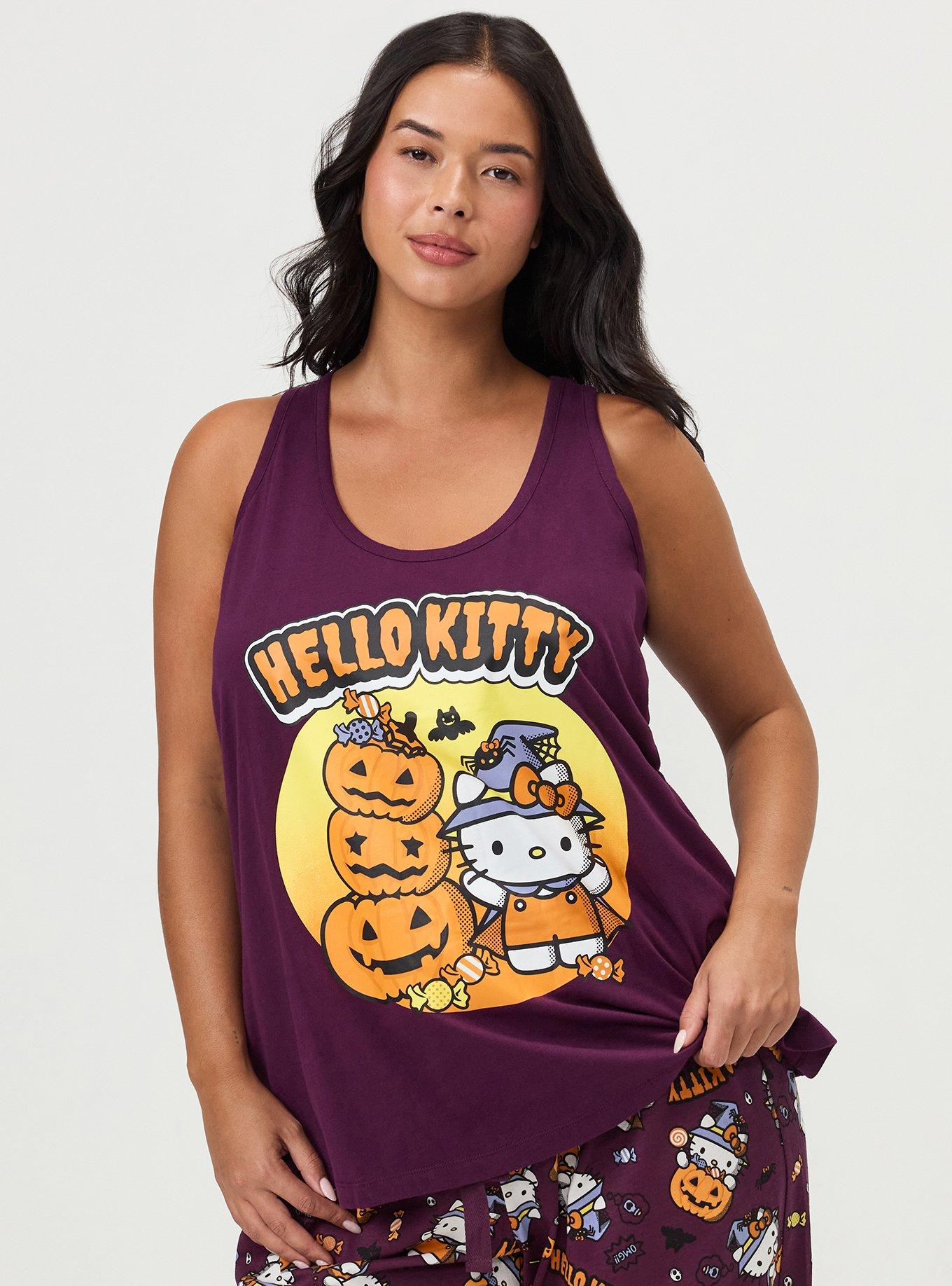 Hello Kitty Lounge Tank, HAPPY HALLOWEEN HELLO KITTY PURPLE, hi-res