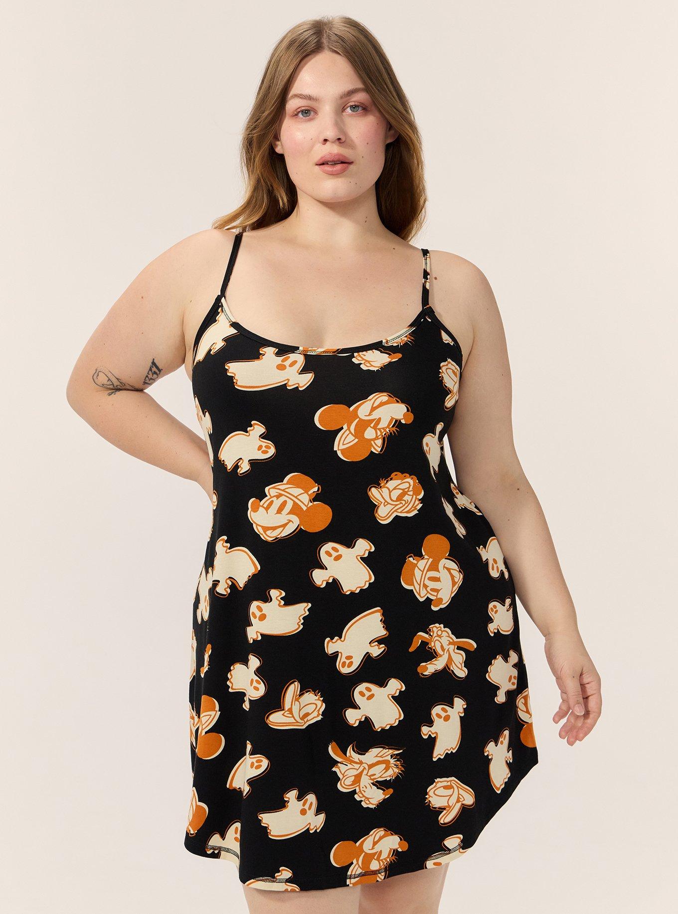 Plus Size Mickey & Friends Lounge Gown, MICKEY FRIENDS GHOST AOP DEEP BLACK, alternate